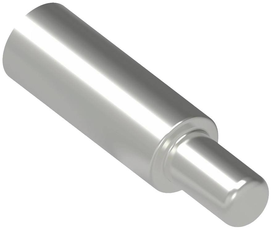 Zylindrisches Metallteil mit zwei abgestuften Bereichen, glatt und glänzend, möglicherweise ein Maschinenelement oder Adapter.