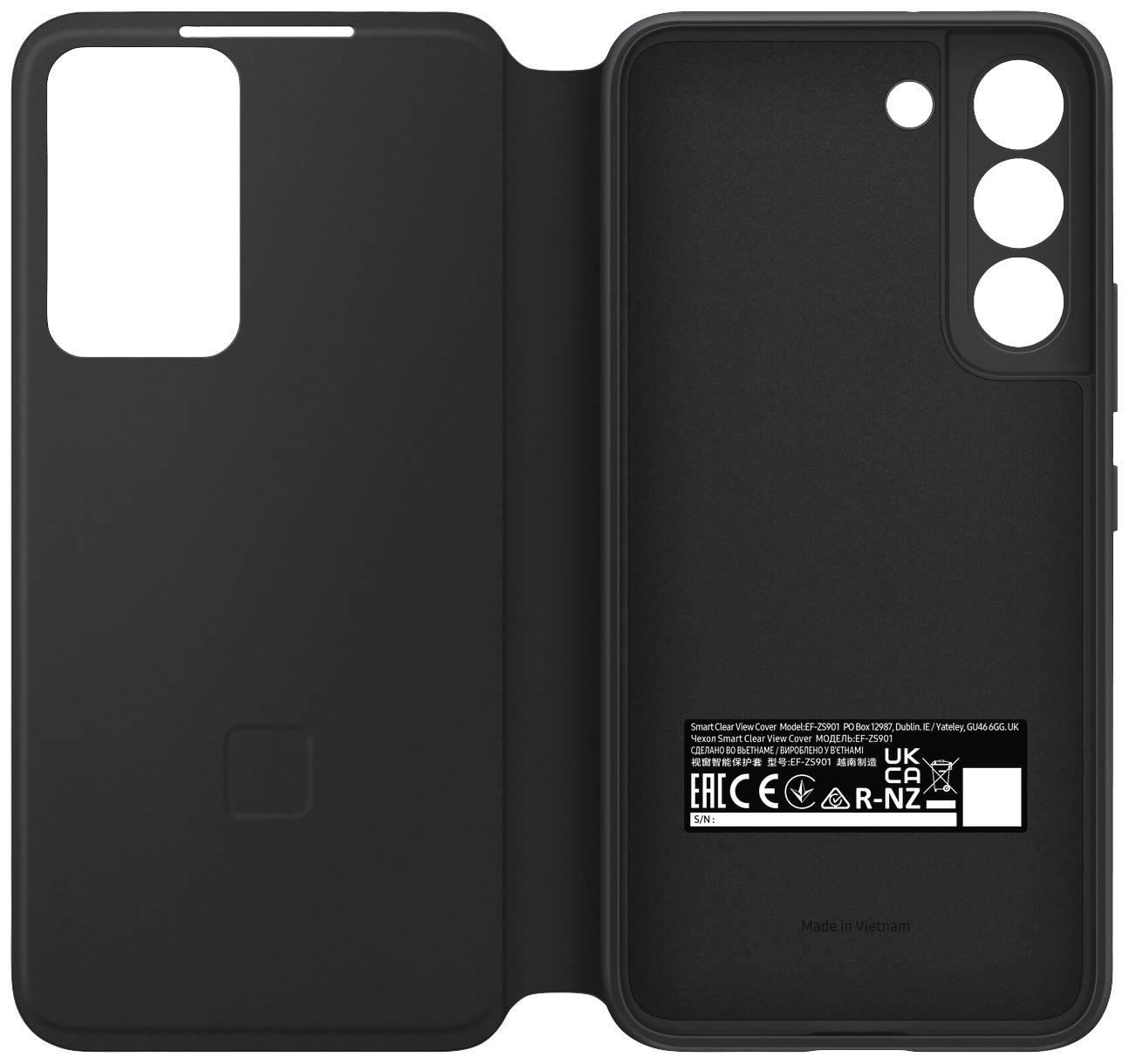 Samsung Clear View Cover für Galaxy S22 Black Schwarz