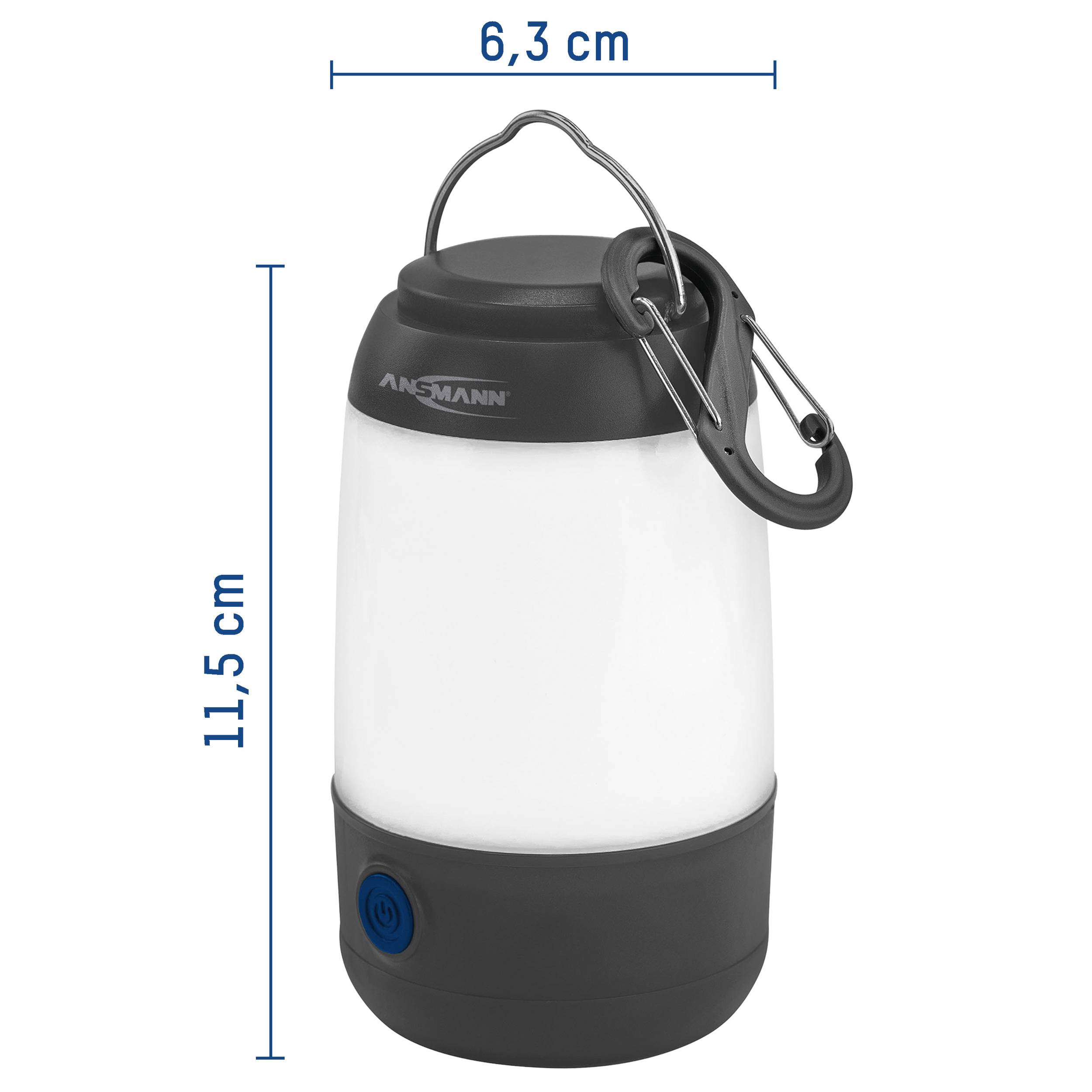 Tragbare LED-Lampe mit Metallclip, 6,3 cm Durchmesser, 11,5 cm Höhe. Perfekt zum Campen oder für Notbeleuchtung.