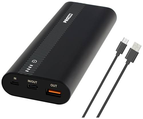 ProUser Powerbank 20000 mAh Quick Charge 3.0, Power Delivery 3.0 Li-Ion Schwarz Statusanzeige