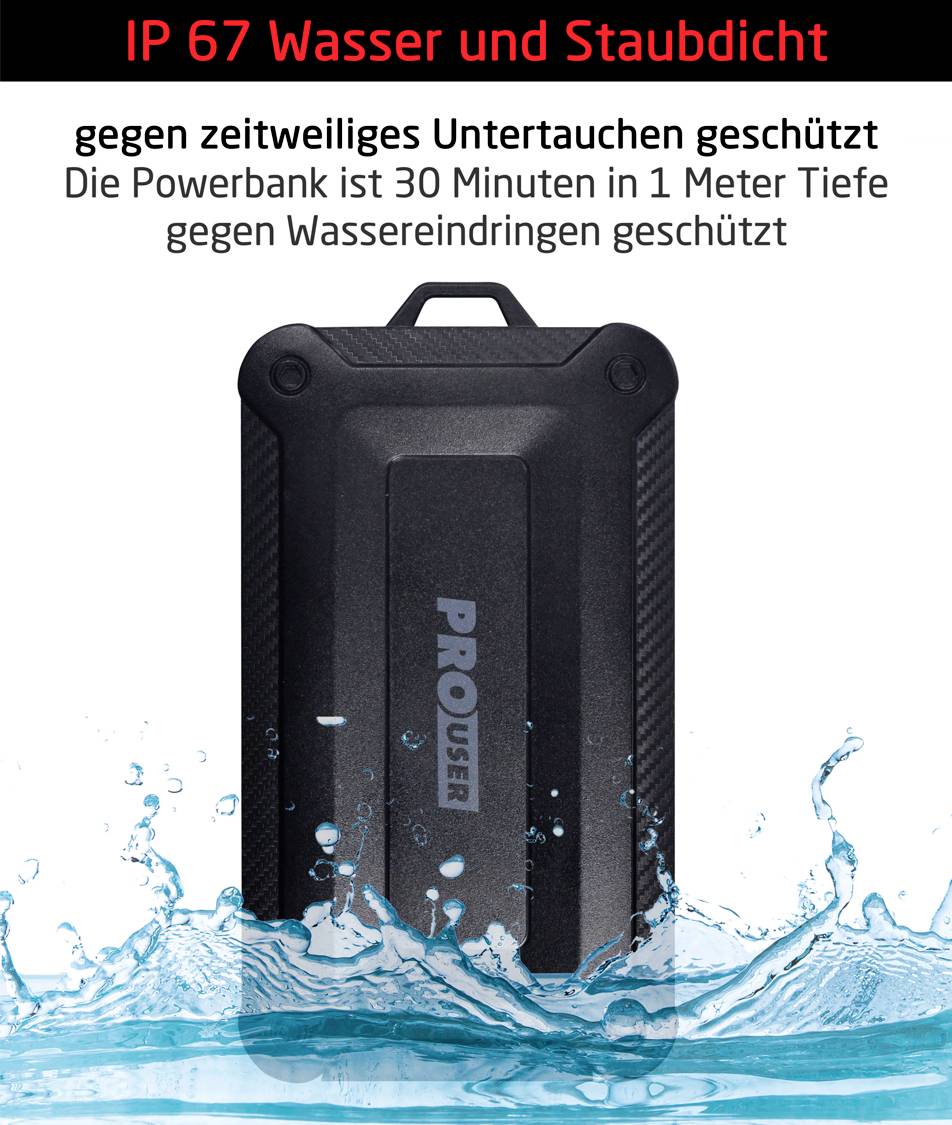 ProUser Powerbank 10000 mAh Quick Charge 3.0, Power Delivery 3.0 Li-Ion Schwarz gleichzeitiges Lade