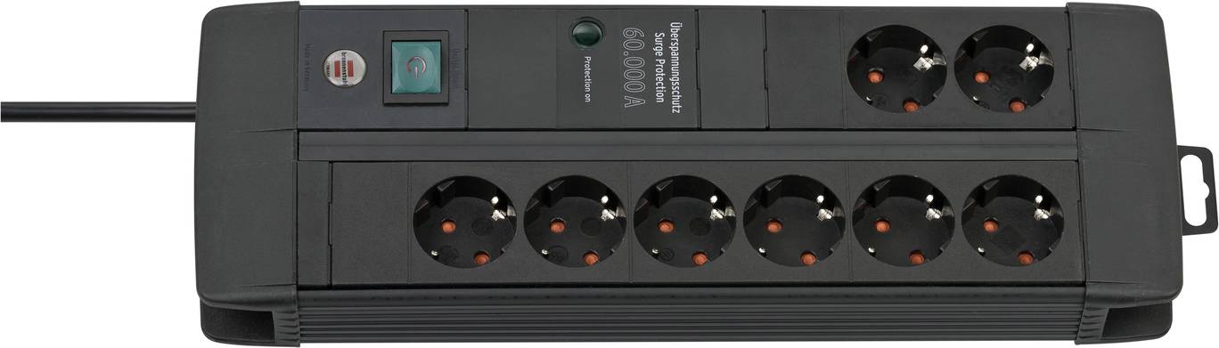 Brennenstuhl 1256000678 Überspannungsschutz-Steckdosenleiste Schwarz Schutzkontakt 1 St.