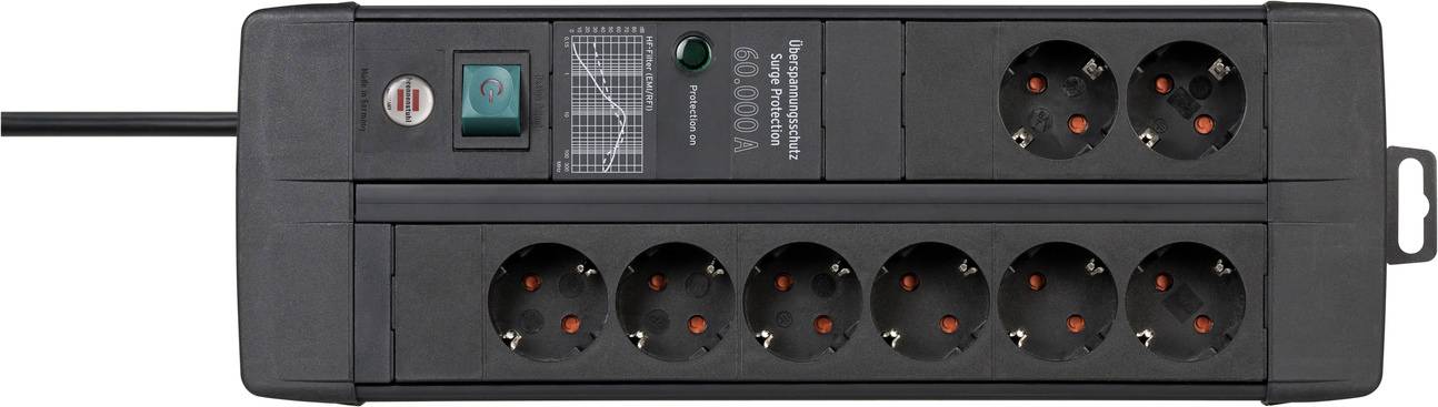 Brennenstuhl 1256000698 Überspannungsschutz-Steckdosenleiste Schwarz Schutzkontakt 1St.