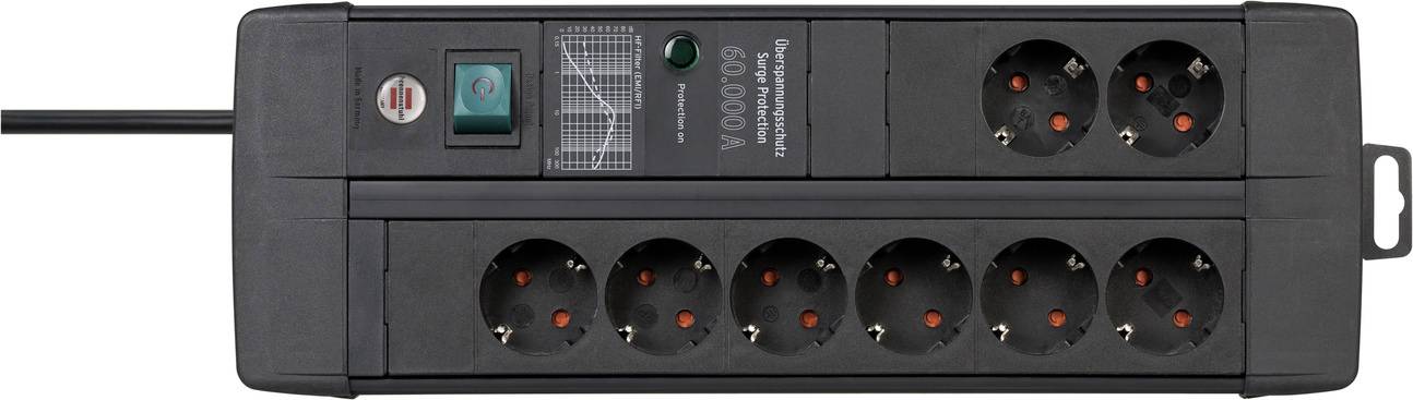 Brennenstuhl 1256000698 Überspannungsschutz-Steckdosenleiste Schwarz Schutzkontakt 1 St.