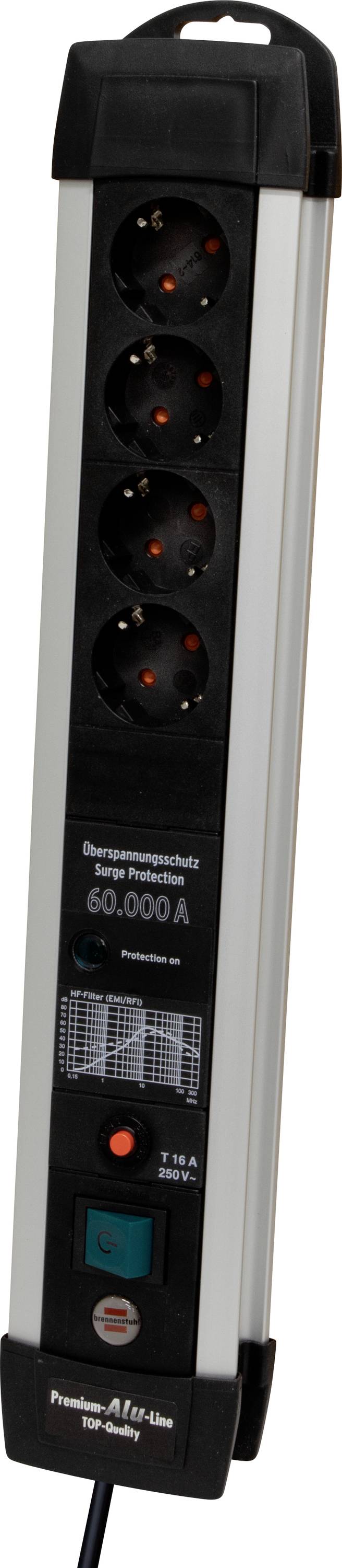 Brennenstuhl 1391010400 Überspannungsschutz-Steckdosenleiste Aluminium (eloxiert), Schwarz Schutzkontakt 1St.