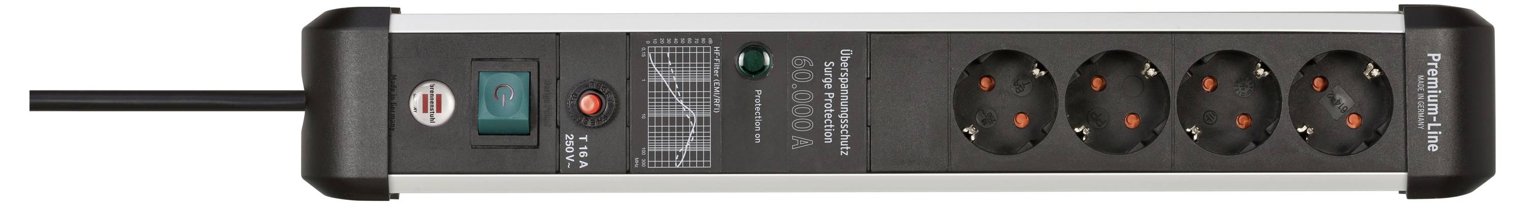 Brennenstuhl 1391010400 Überspannungsschutz-Steckdosenleiste Aluminium (eloxiert), Schwarz Schutzkontakt 1St.