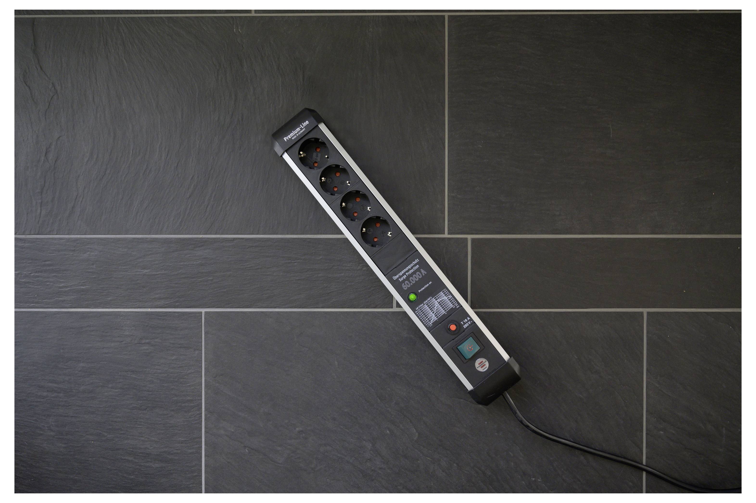 Brennenstuhl 1391010400 Überspannungsschutz-Steckdosenleiste Aluminium (eloxiert), Schwarz Schutzkontakt 1 St.