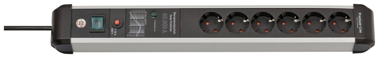 Brennenstuhl 1391010600 Überspannungsschutz-Steckdosenleiste Aluminium (eloxiert), Schwarz Schutzkontakt 1St.
