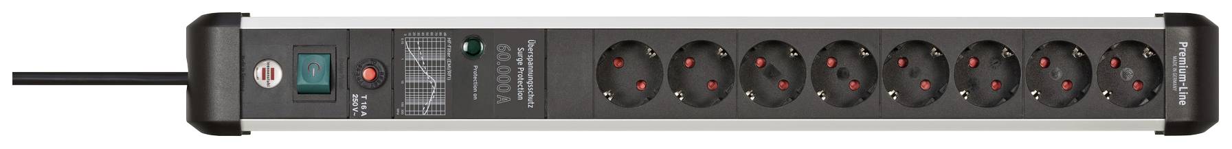 Brennenstuhl 1391010800 Überspannungsschutz-Steckdosenleiste Aluminium (eloxiert), Schwarz Schutzkontakt 1 St.