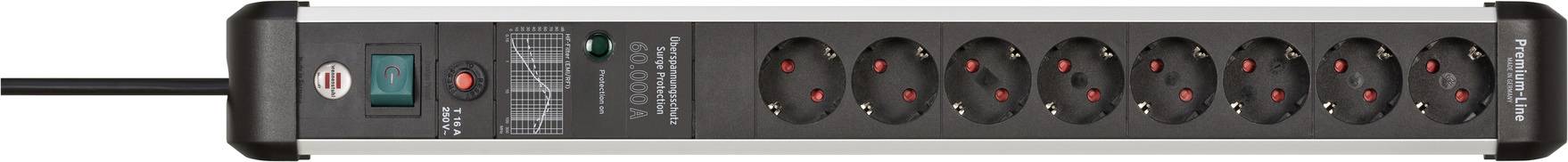 Brennenstuhl 1391010800 Überspannungsschutz-Steckdosenleiste Aluminium (eloxiert), Schwarz Schutzkontakt 1 St.