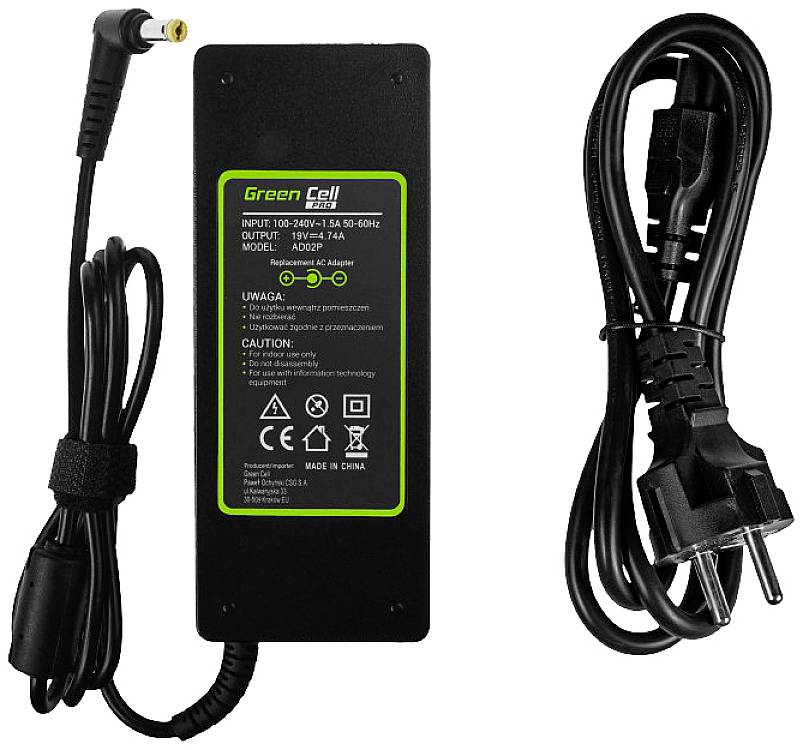 Green Cell AD02P Notebook-Netzteil 90 W 19 V 4.74 A Passend für Marke: Acer