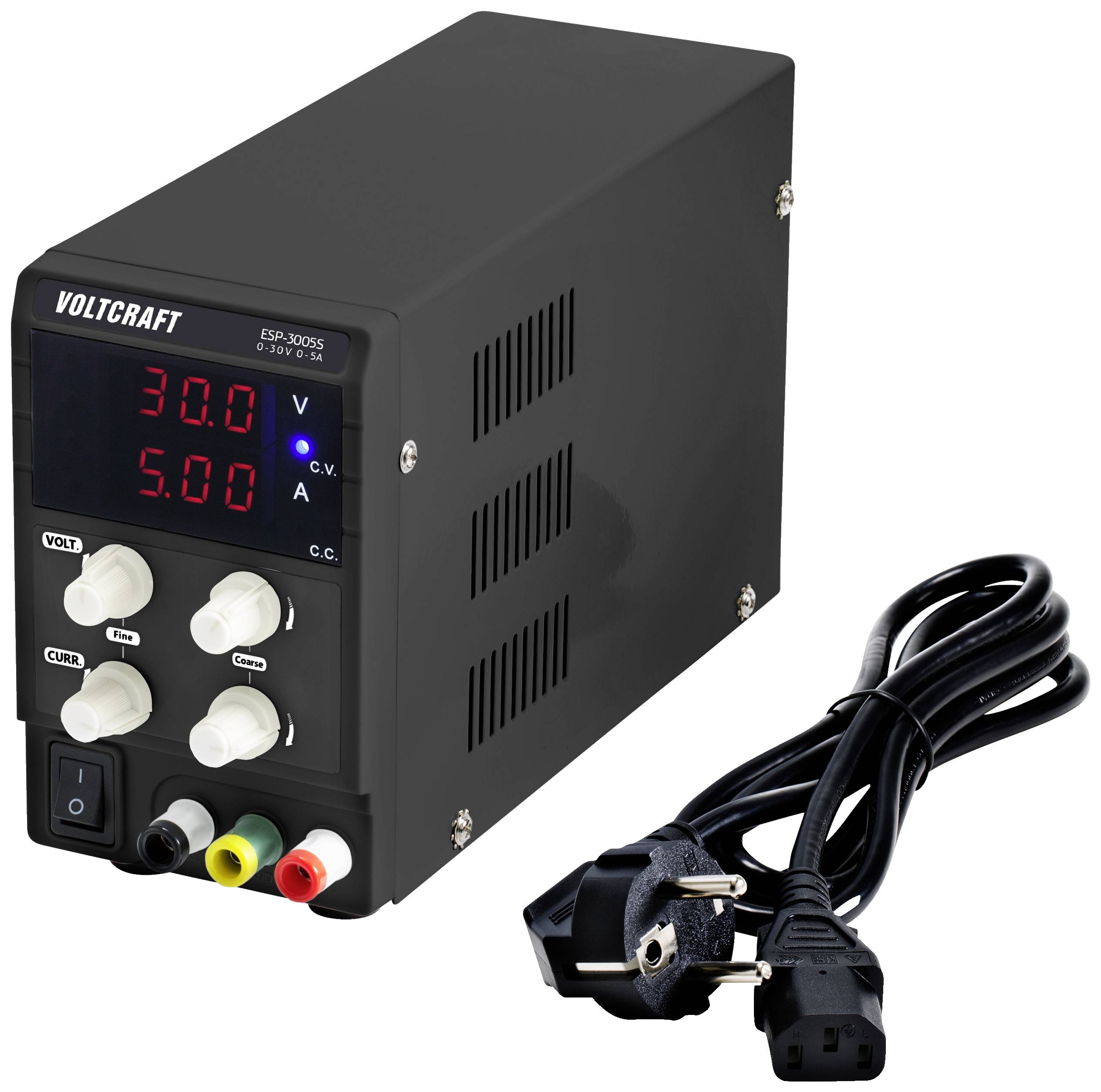 VOLTCRAFT ESP-3005S Labornetzgerät, einstellbar 0 - 30V 0 - 5A 150W Steckanschluss 4mm schmale Bauform Anzahl Ausgänge 1 x