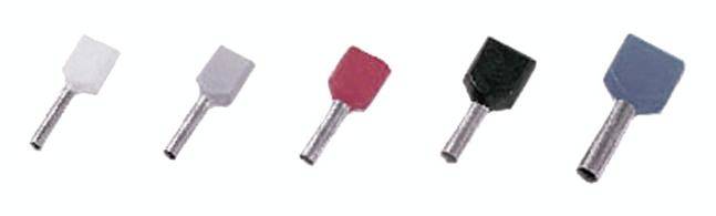 Intercable 180744 Zwillings-Aderendhülse 0.75mm² Teilisoliert Grau