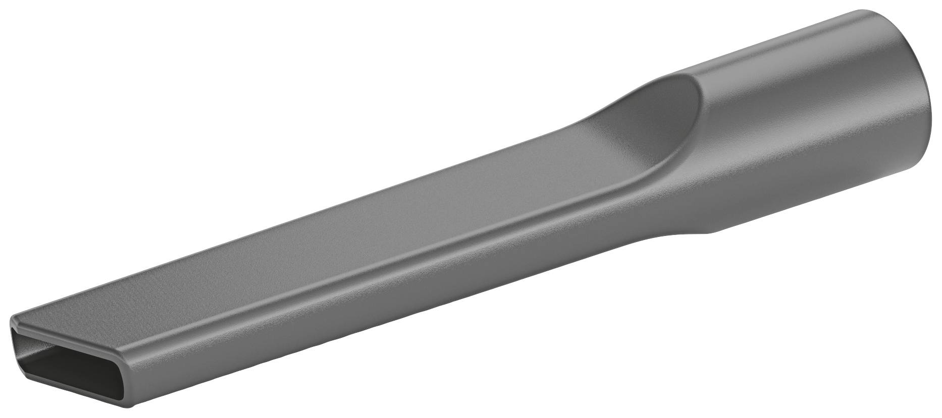 Das Bild zeigt eine schmale Fugendüse für einen Staubsauger. Sie ist grau und hat ein längliches, flaches Design, ideal für enge Stellen.