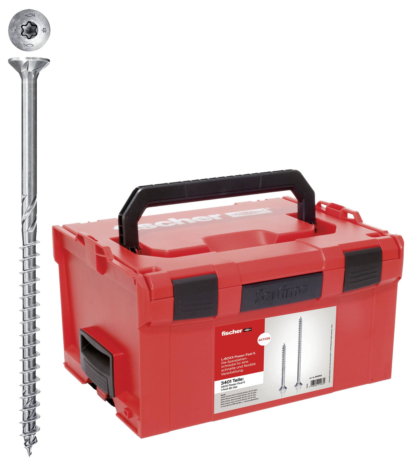 Fischer 560090 L-Boxx 238 PowerFast II (3.400) Spanplattenschrauben-Sortiment 3.400St.