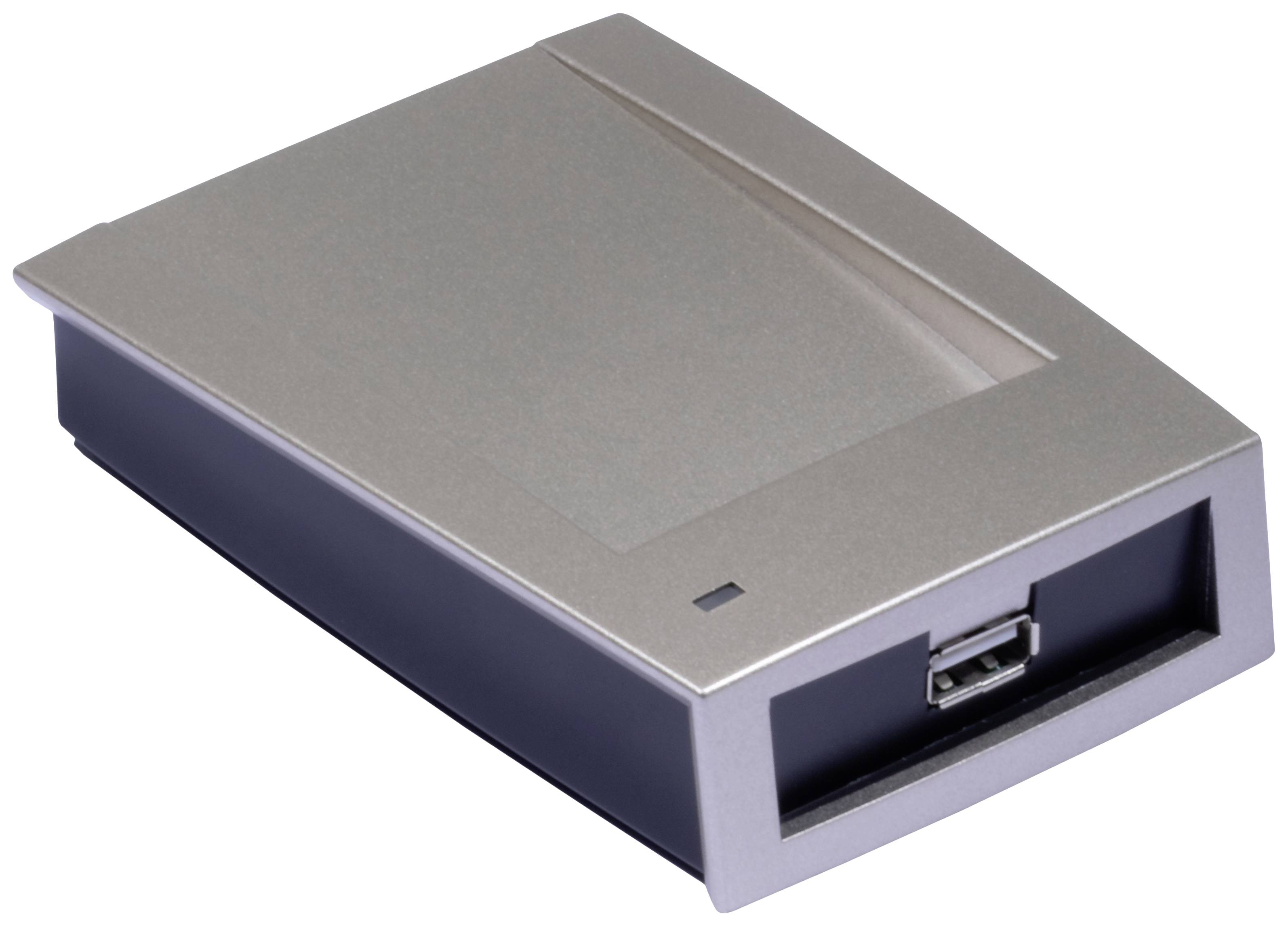 Externes Festplattengehäuse mit USB-Anschluss und schlankem Design. Verwendung zur Speicherung von Daten.