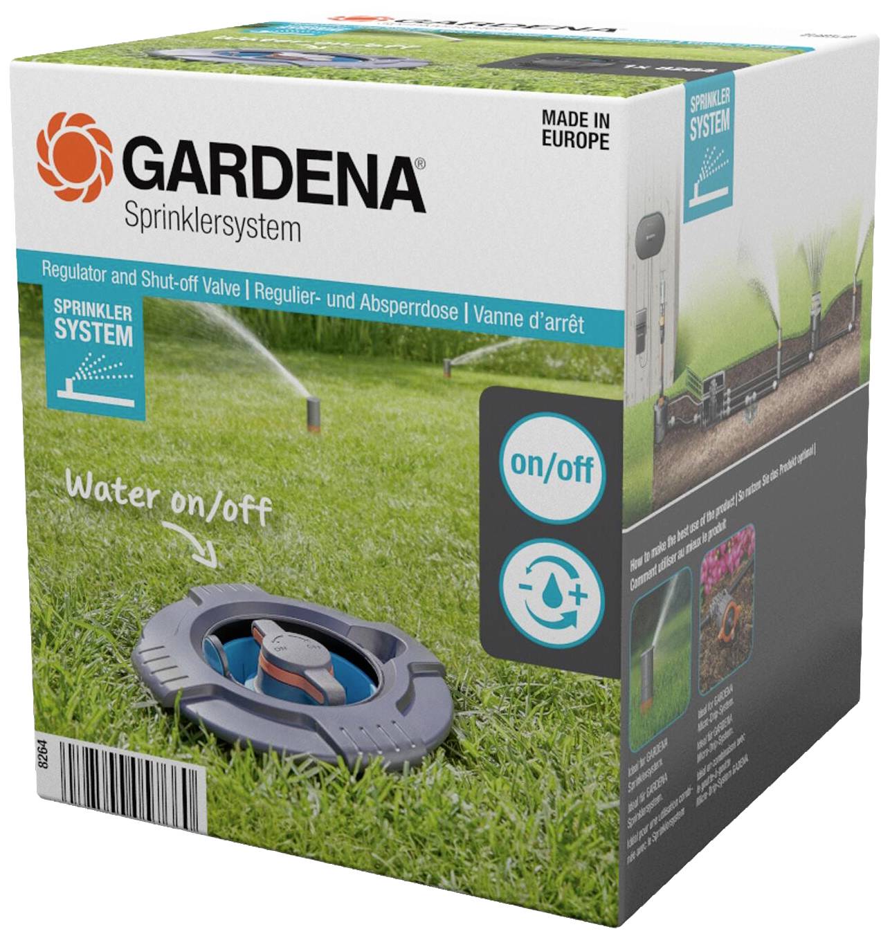 GARDENA Sprinklersystem Regulier- und Absperrdose 19mm (3/4") AG 08264-20