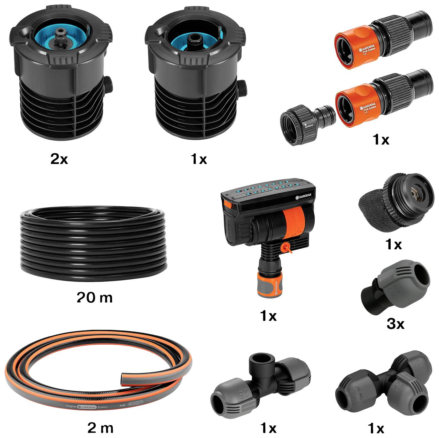 GARDENA Sprinklersystem 08274-34 Komplett-Set Pipeline Viereckregner