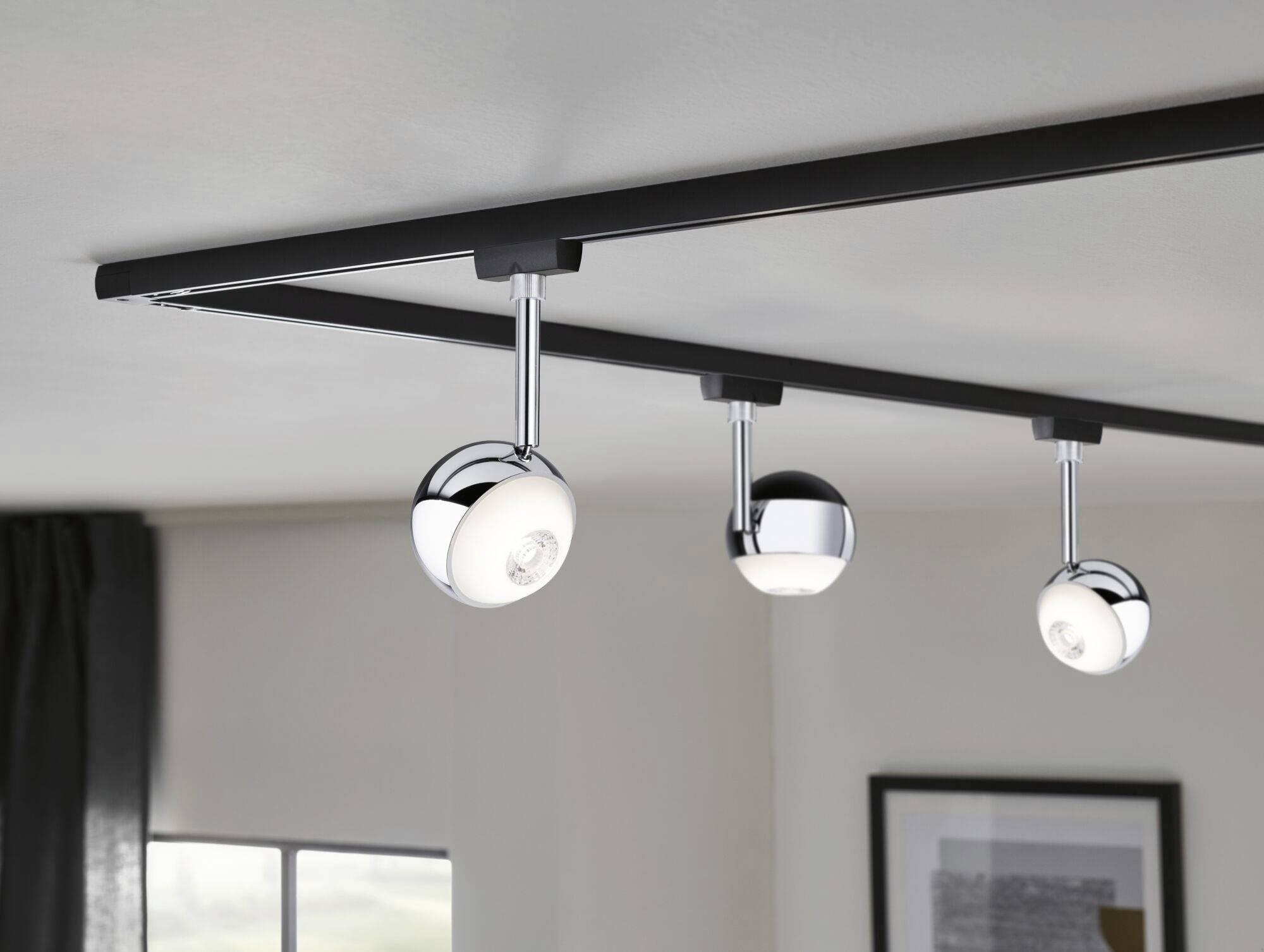 Paulmann Spot Capsule Hochvolt-Schienensystem-Leuchte URail LED fest eingebaut 6W LED Schwarz (matt), Chrom