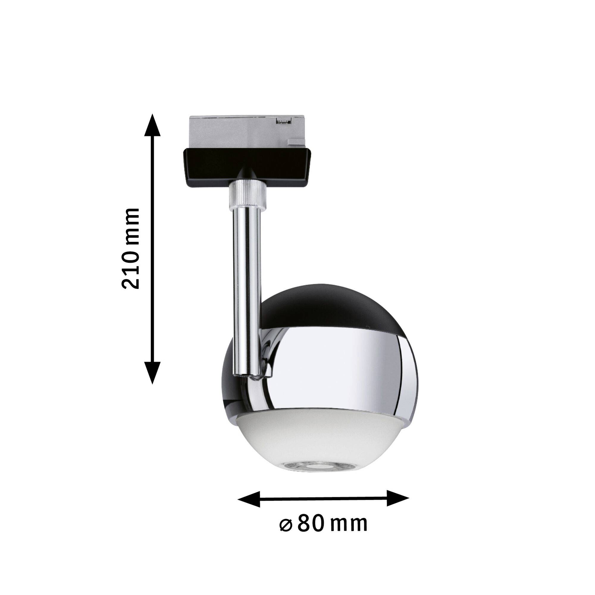 Paulmann Spot Capsule Hochvolt-Schienensystem-Leuchte URail LED fest eingebaut 6W LED Schwarz (matt), Chrom