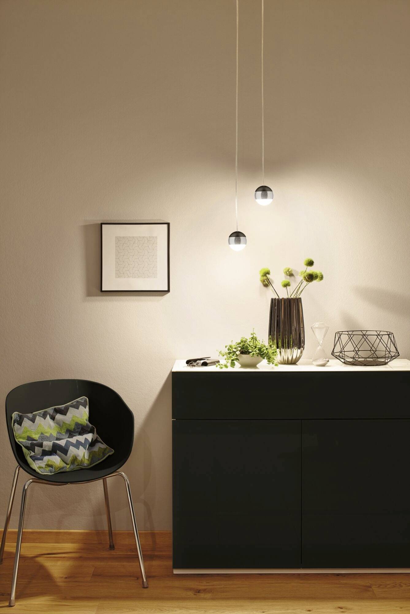 Paulmann Pendel Capsule Hochvolt-Schienensystem-Leuchte URail LED fest eingebaut 6W LED Schwarz (matt), Chrom