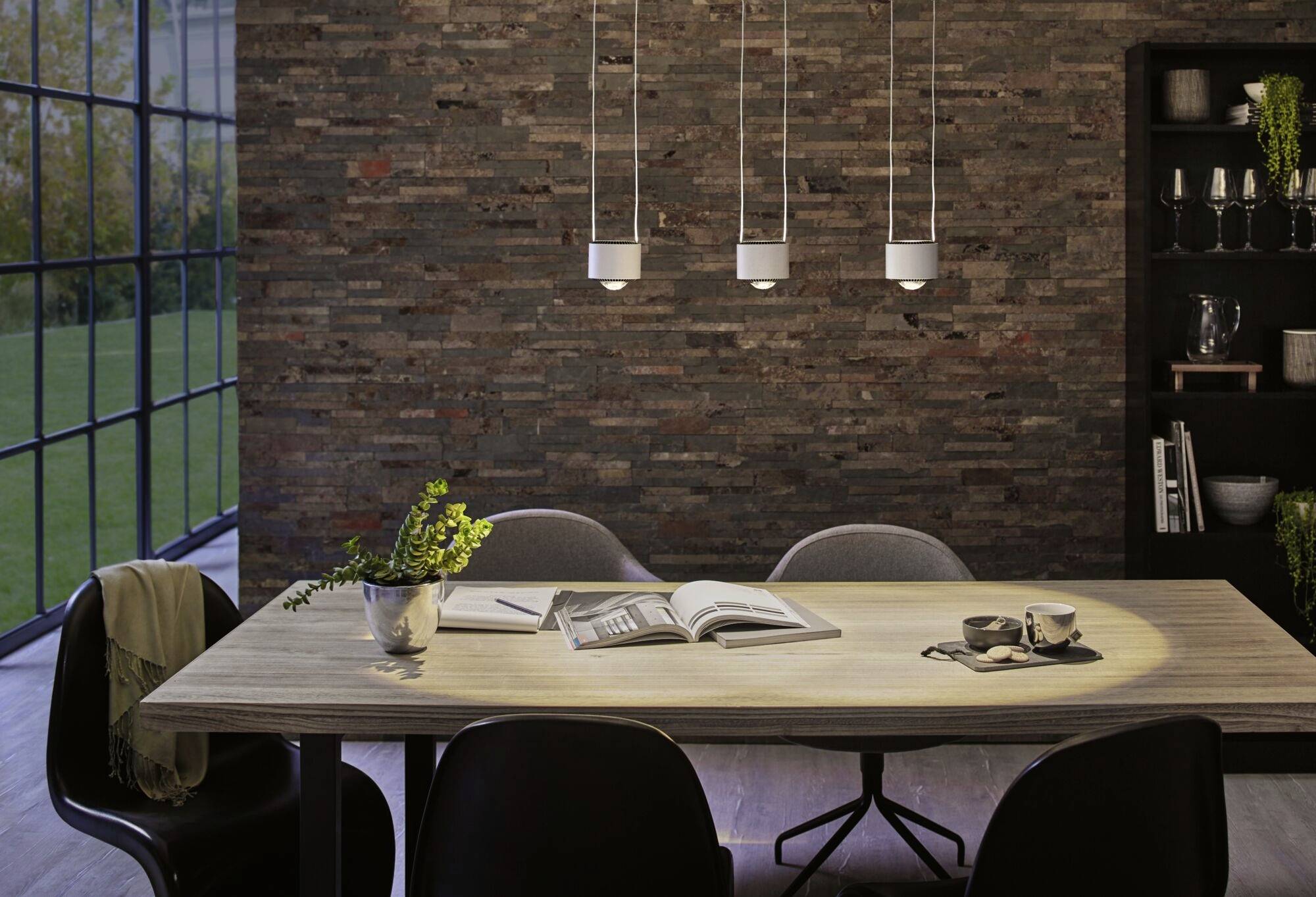 Paulmann Pendel Aldan Hochvolt-Schienensystem-Leuchte URail LED Chrom (matt), Schwarz