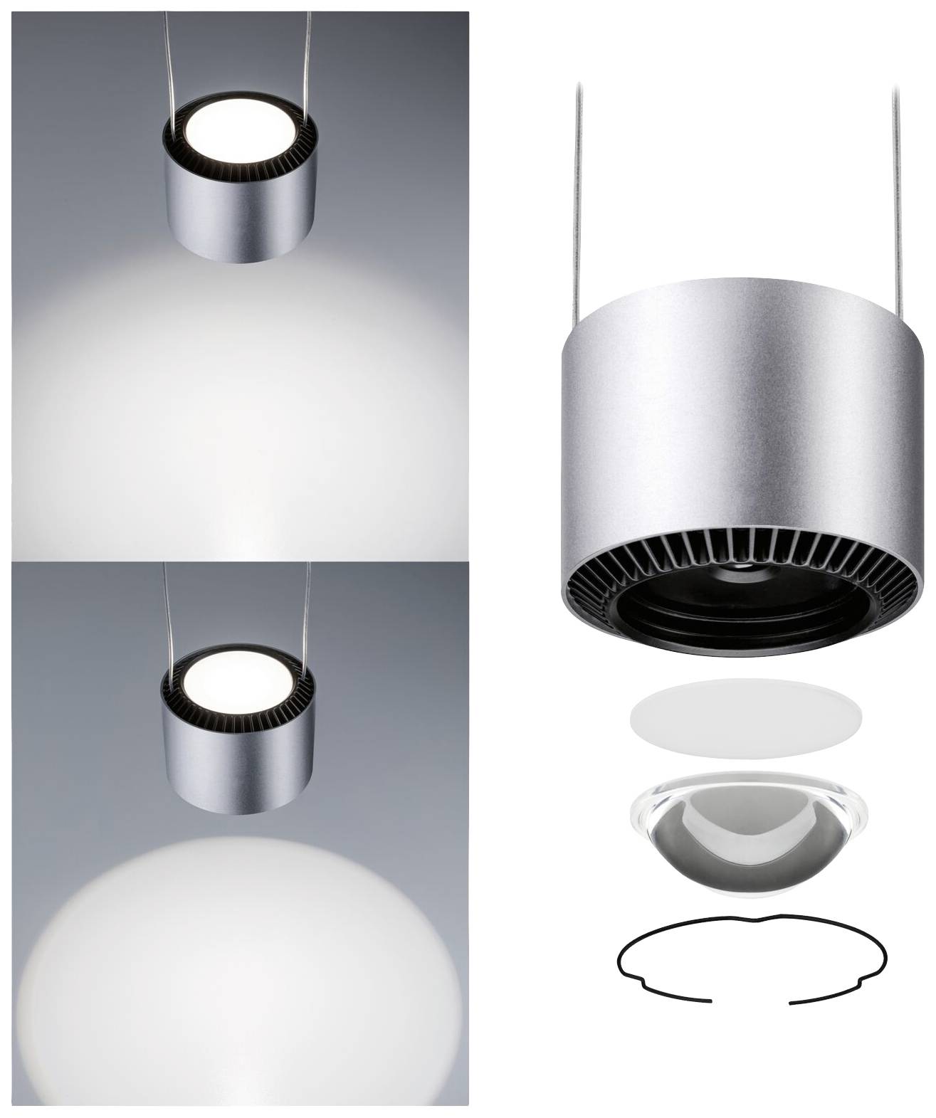 Paulmann Pendel Aldan Hochvolt-Schienensystem-Leuchte URail LED Chrom (matt), Schwarz