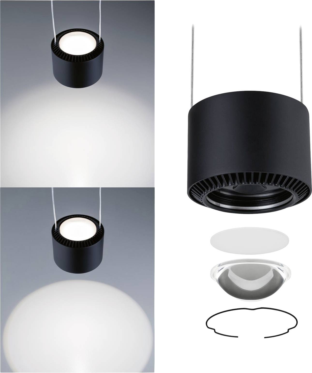 Paulmann Pendel Aldan Hochvolt-Schienensystem-Leuchte URail LED Schwarz (matt), Schwarz