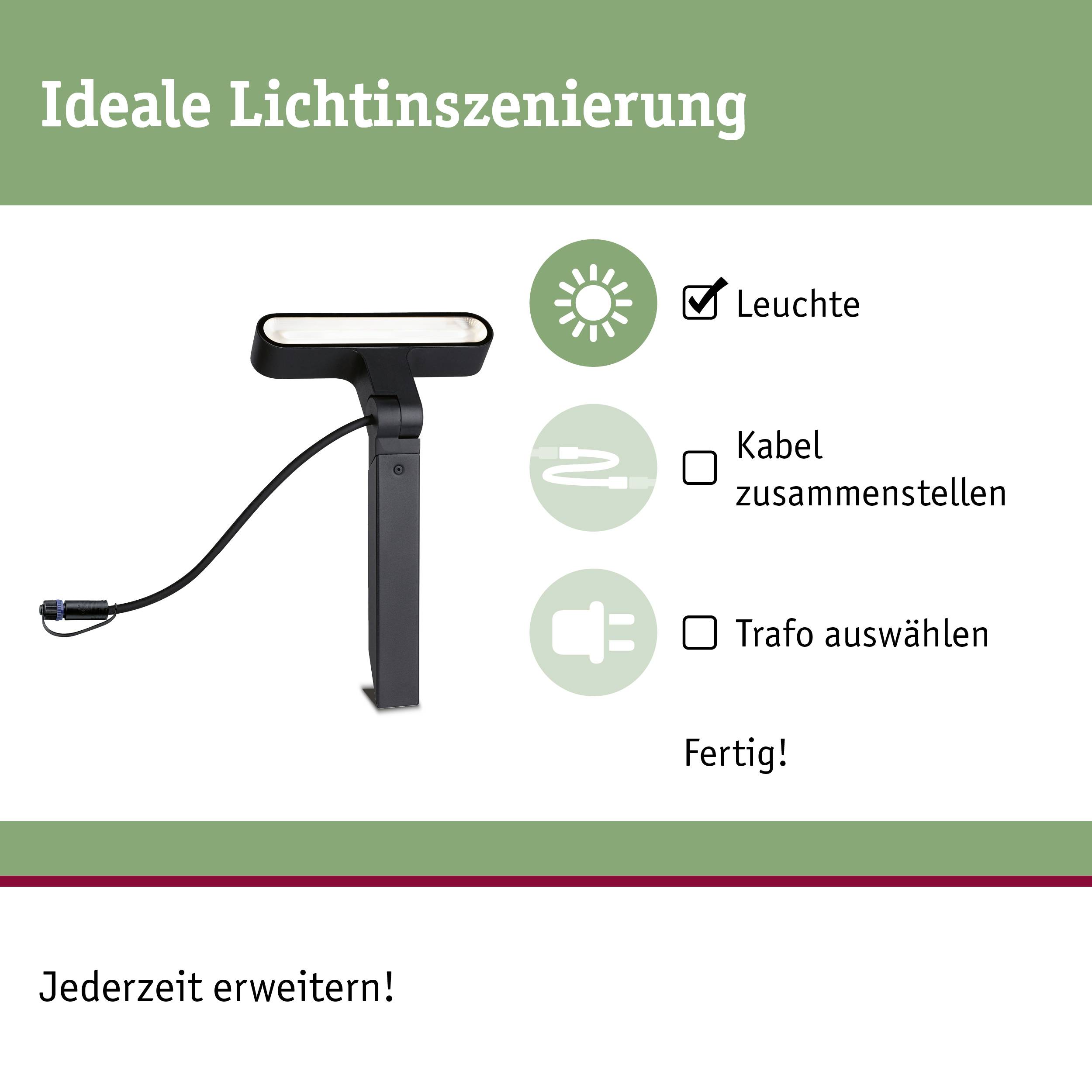 Paulmann Spot ITO horizontal 94544 Beleuchtungssystem Plug & Shine LED-Gartenstrahler LED 6W Warmweiß Anthrazit