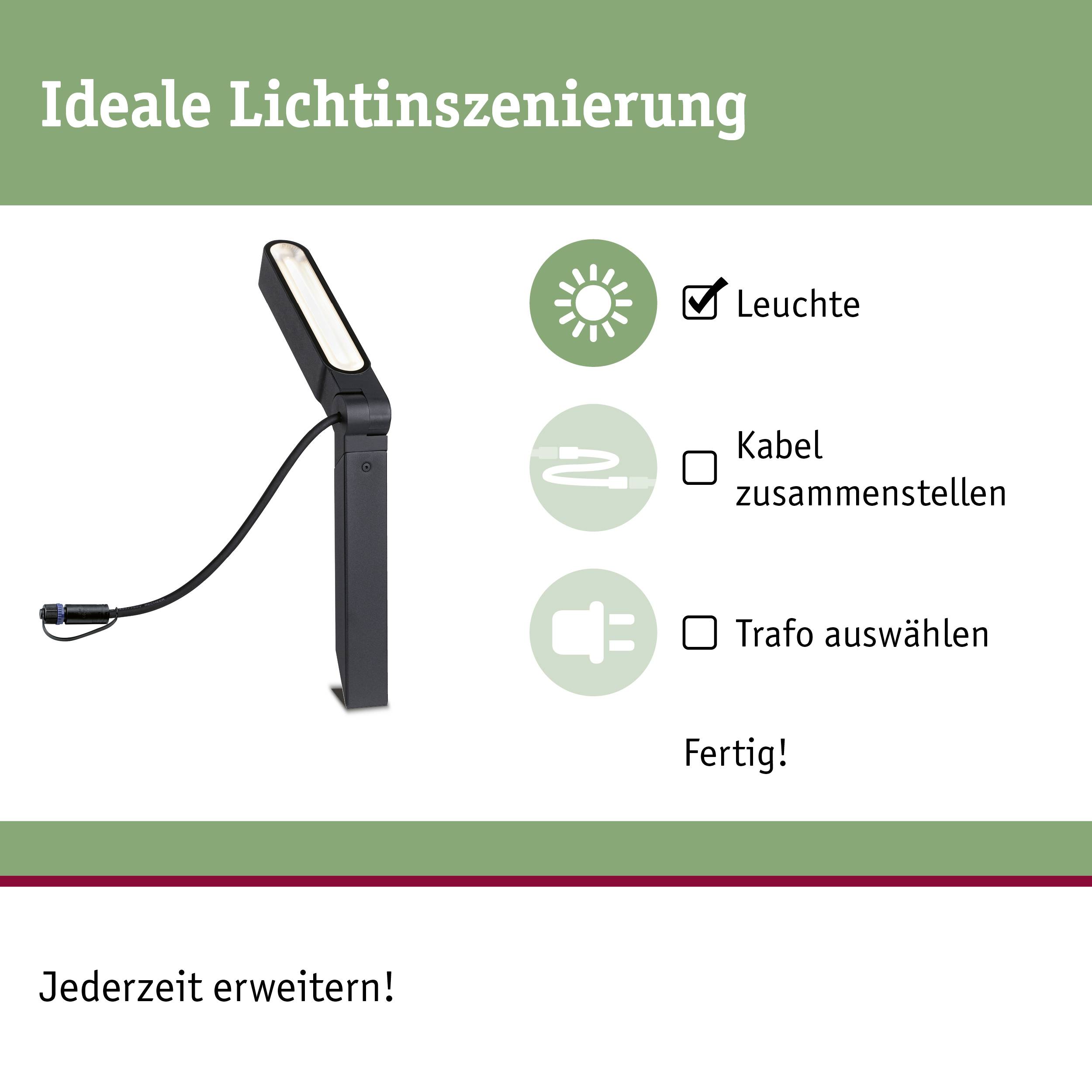 Paulmann Spot ITO vertikal 94545 Beleuchtungssystem Plug & Shine LED-Gartenstrahler LED 6W Warmweiß Anthrazit