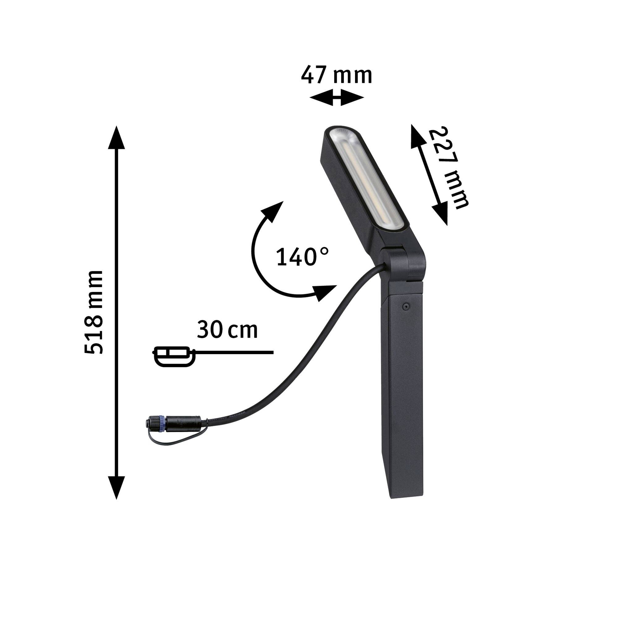 Paulmann Spot ITO vertikal 94545 Beleuchtungssystem Plug & Shine LED-Gartenstrahler LED 6W Warmweiß Anthrazit