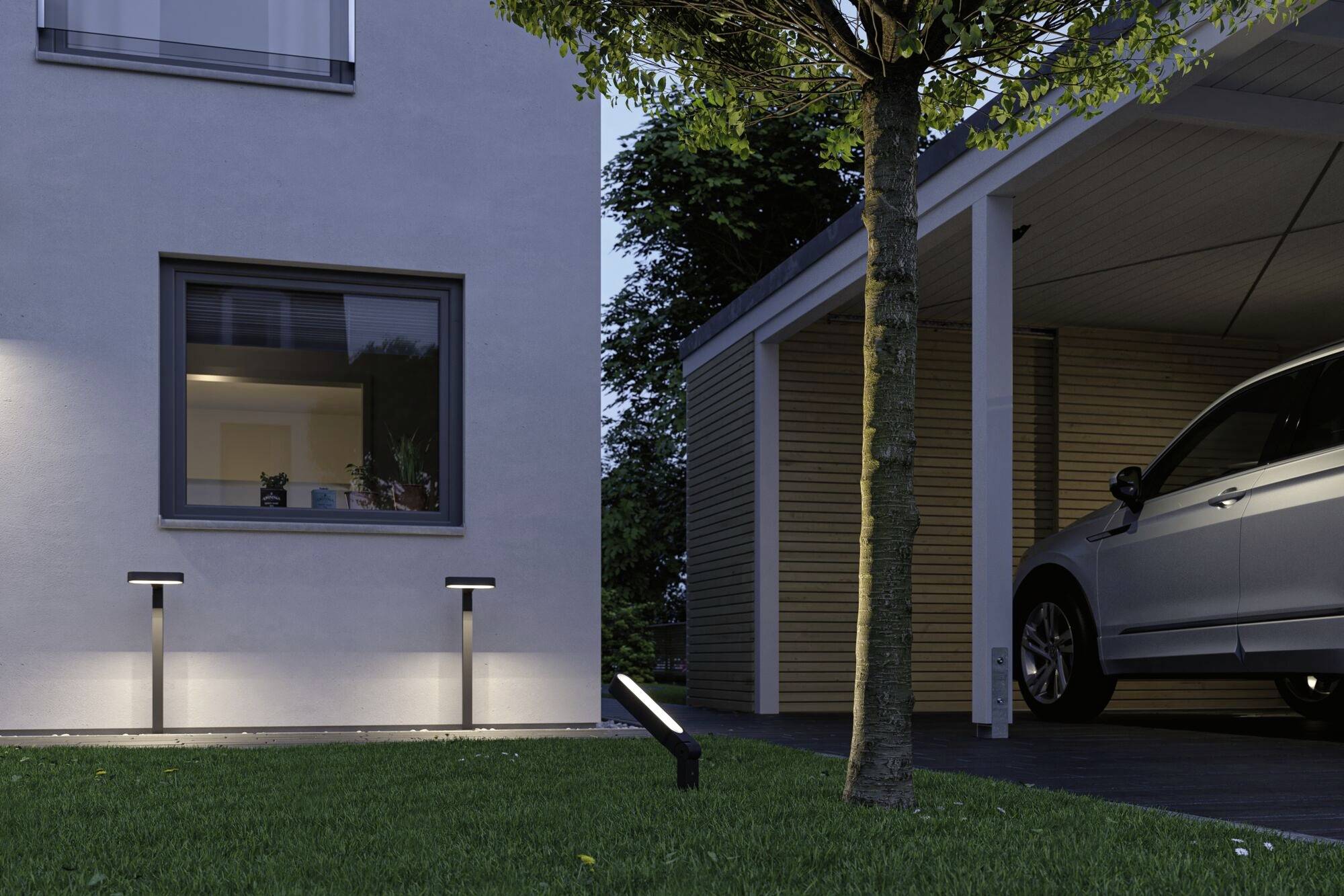 Paulmann Poller ITO horizontal 94546 Beleuchtungssystem Plug & Shine LED-Gartenstrahler LED 6W Warmweiß Anthrazit