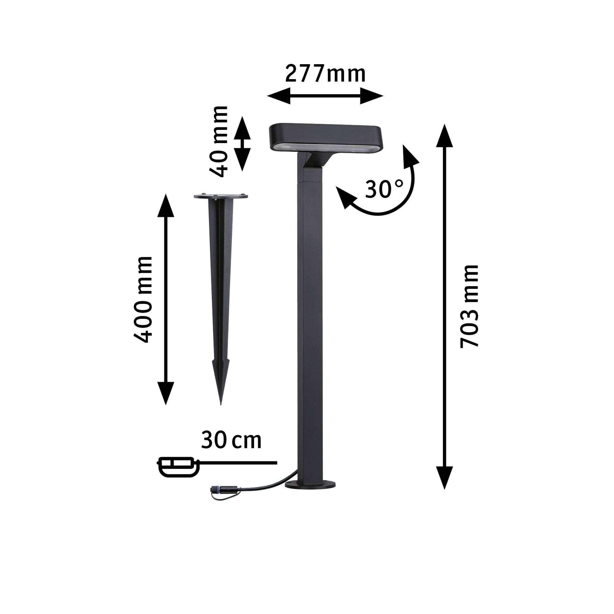 Paulmann Poller ITO horizontal 94546 Beleuchtungssystem Plug & Shine LED-Gartenstrahler LED 6W Warmweiß Anthrazit