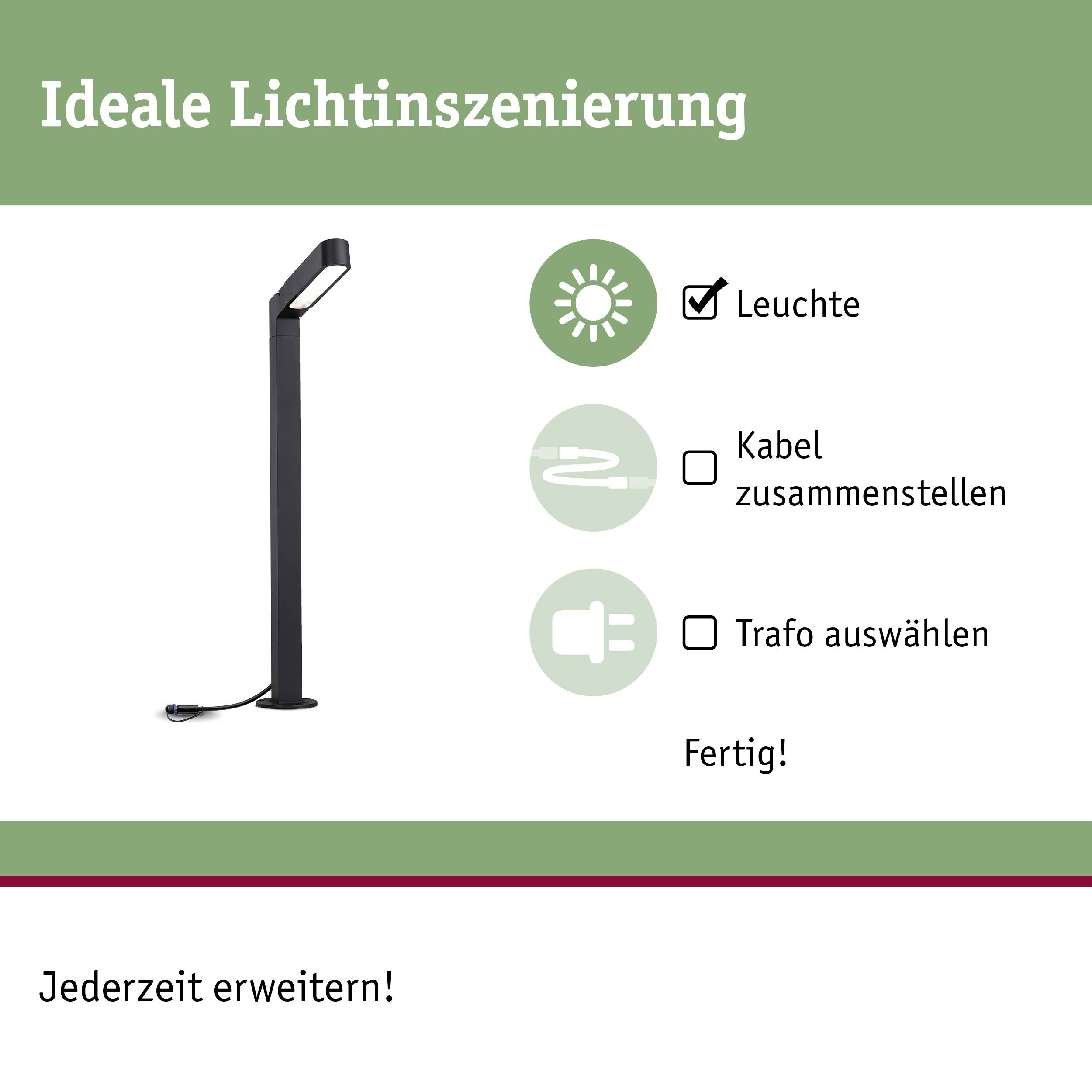 Paulmann Poller ITO vertikal 94547 Beleuchtungssystem Plug & Shine LED-Gartenstrahler LED 6W Warmweiß Anthrazit