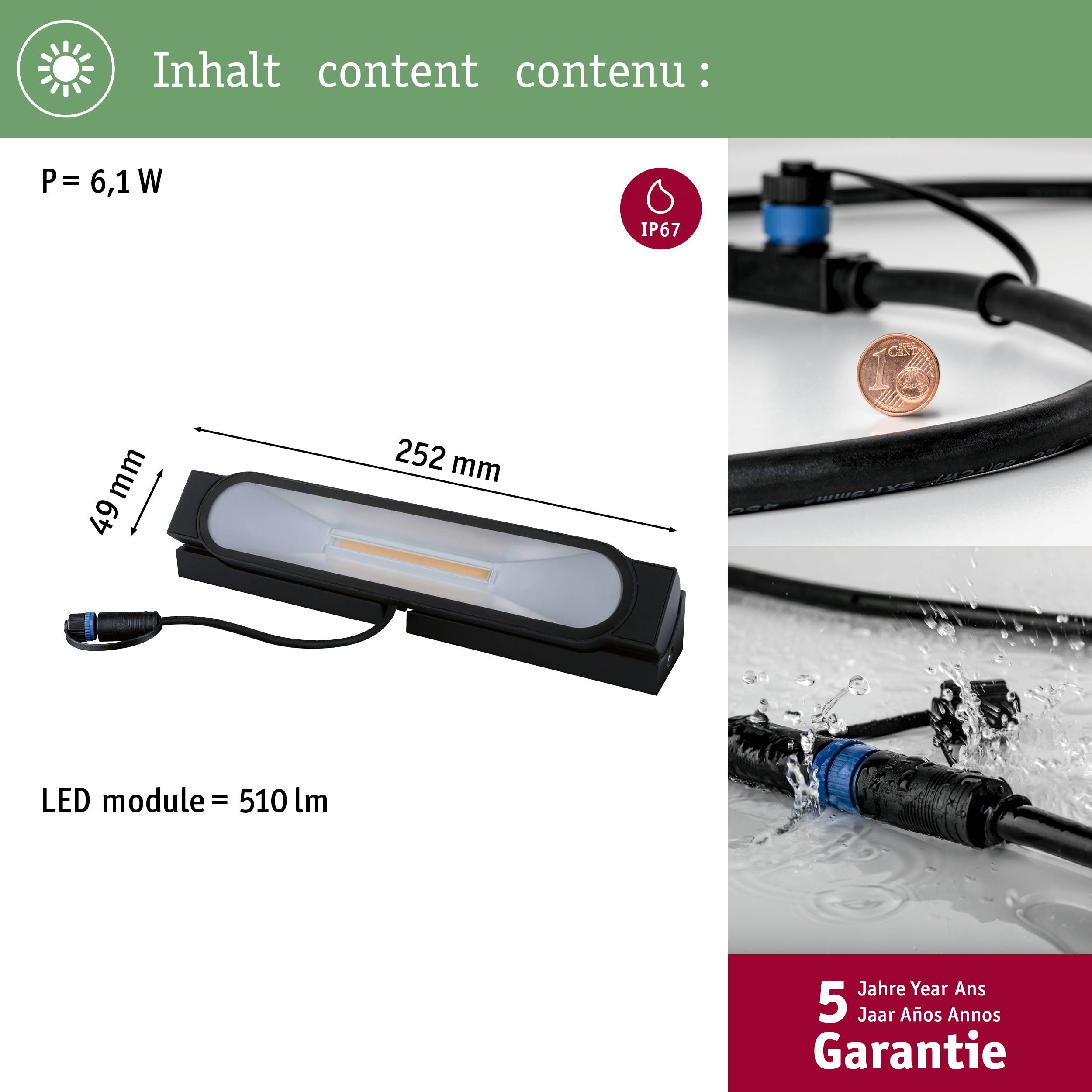 Paulmann ABL Wallwasher 94667 Beleuchtungssystem Plug & Shine LED-Bodenaufbauleuchte LED Warmweiß Anthrazit