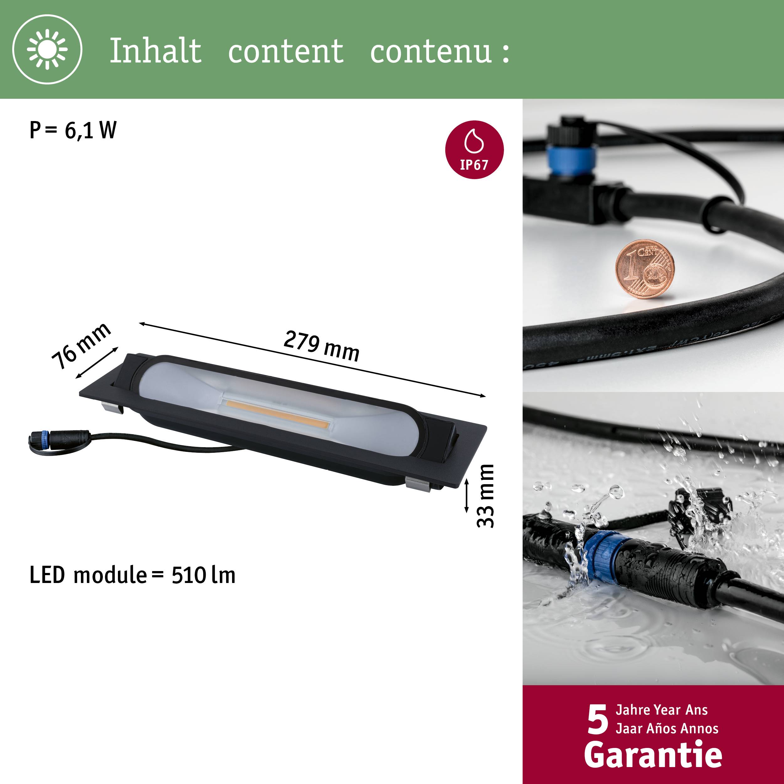 Paulmann ABL Wallwasher 94668 Beleuchtungssystem Plug & Shine LED-Bodenaufbauleuchte LED Warmweiß Anthrazit