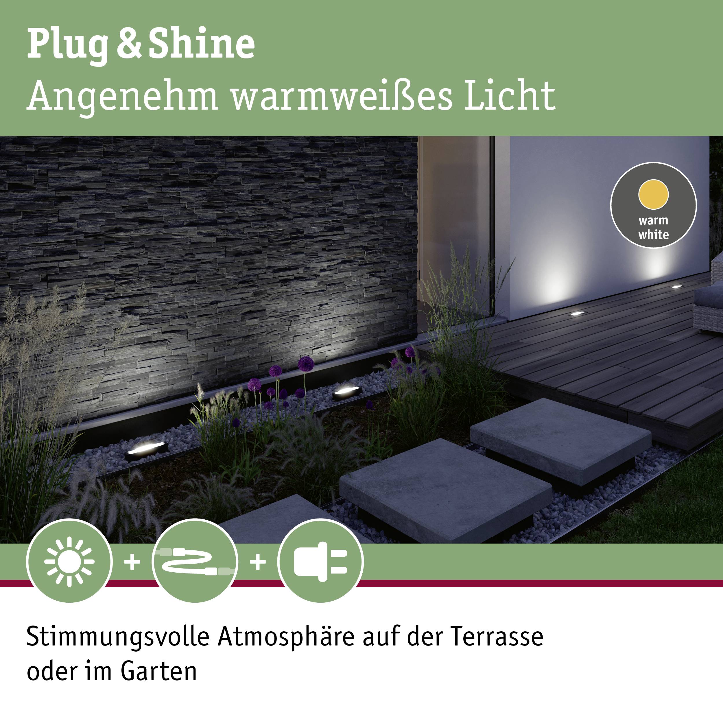 Paulmann ABL Wallwasher 94668 Beleuchtungssystem Plug & Shine LED-Bodenaufbauleuchte LED Warmweiß Anthrazit