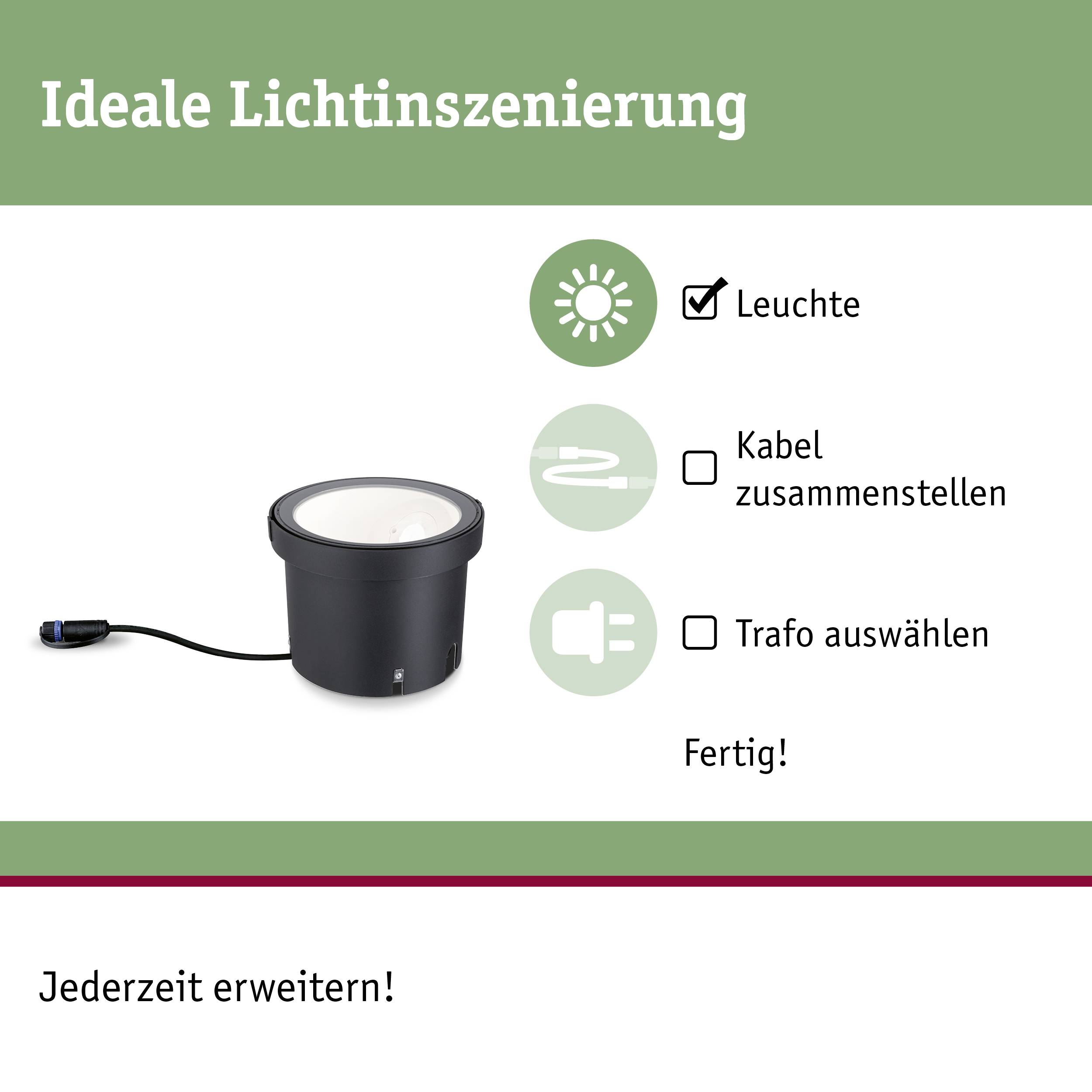 Paulmann EBL Wallwasher 94669 Beleuchtungssystem Plug & Shine LED-Bodenaufbauleuchte LED Warmweiß Anthrazit