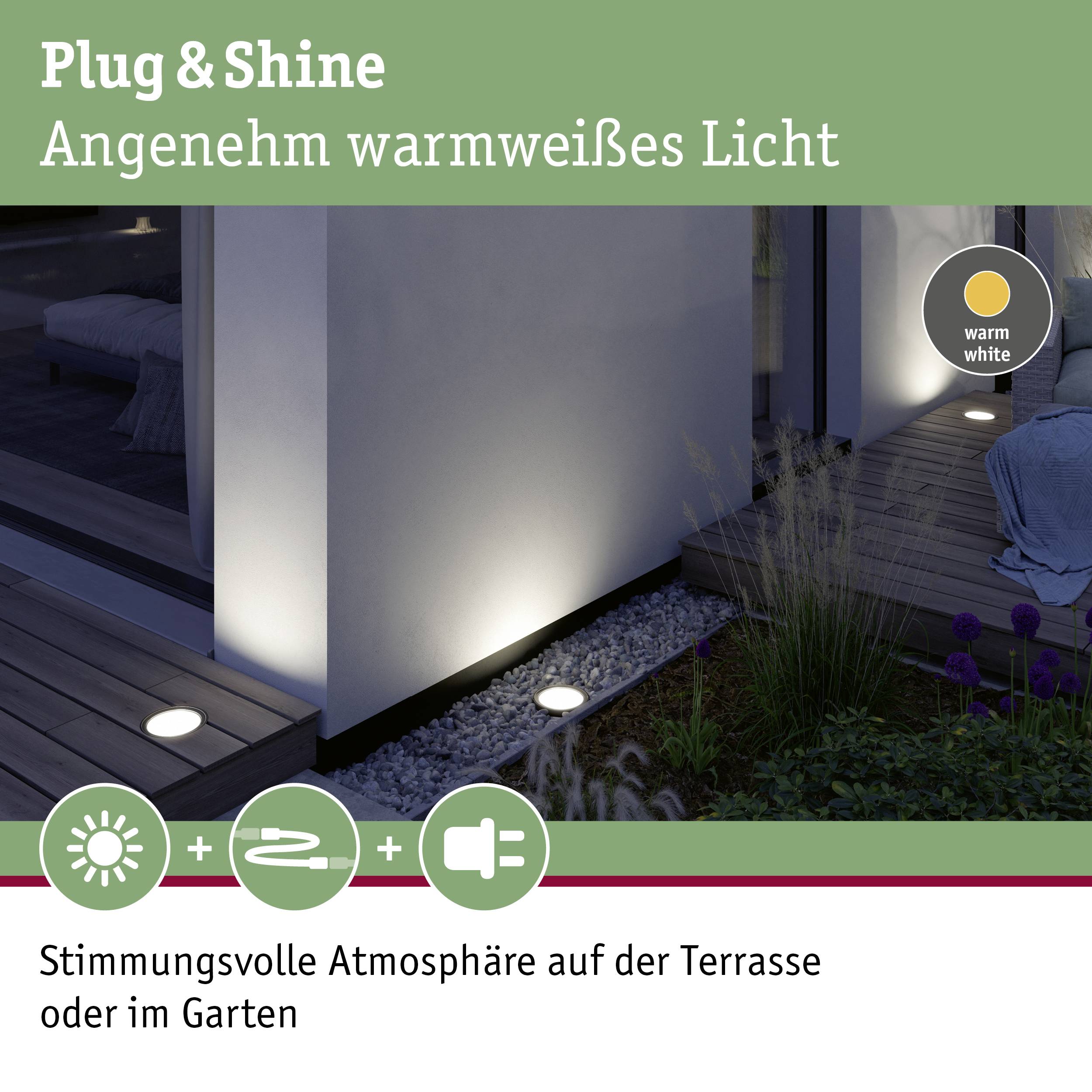 Paulmann EBL Wallwasher 94669 Beleuchtungssystem Plug & Shine LED-Bodenaufbauleuchte LED Warmweiß Anthrazit