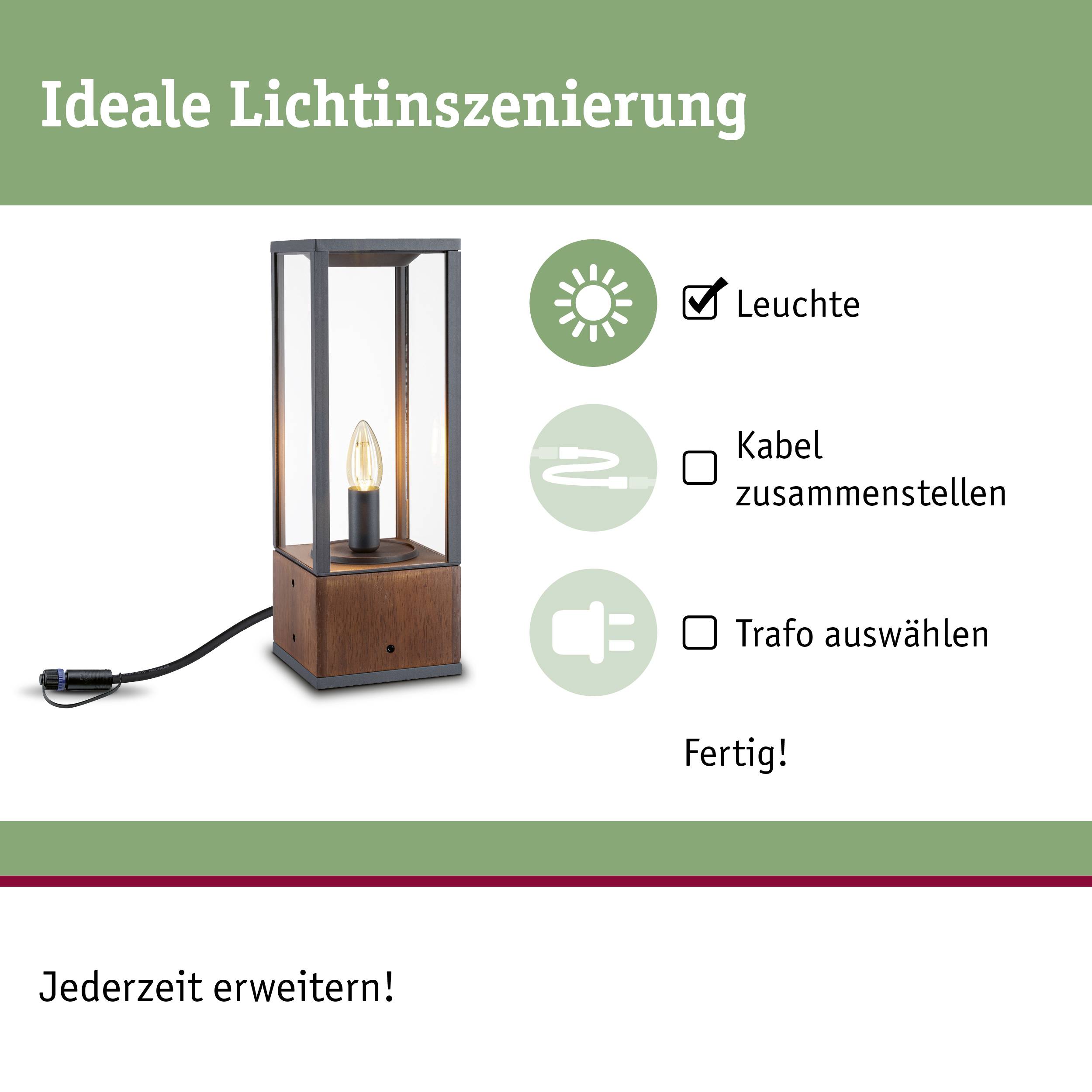 Paulmann Lichtobjekt Venea 94673 Beleuchtungssystem Plug & Shine LED-Gartenstrahler LED 2W Warmweiß Holz
