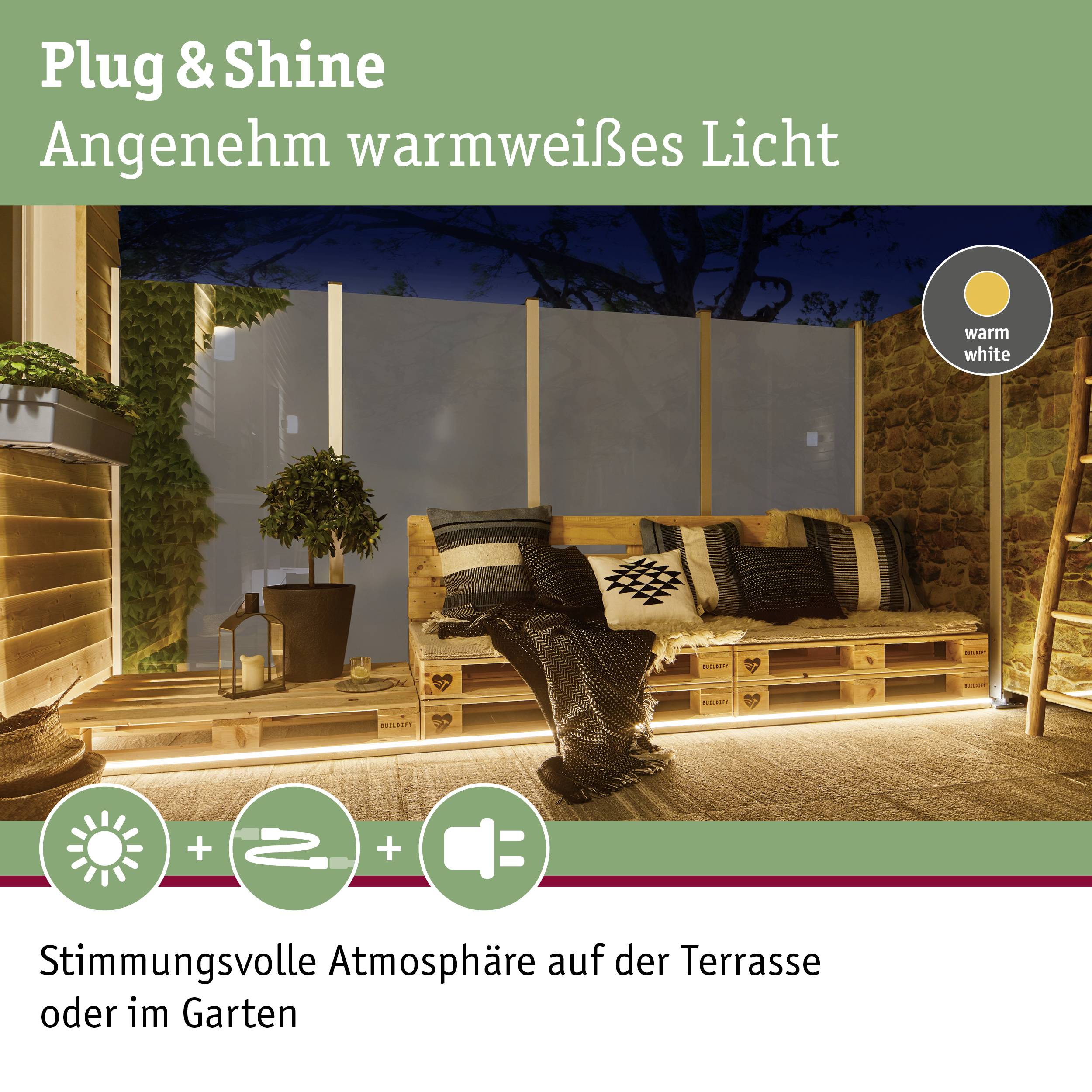 Paulmann Stripe Smooth 94679 Beleuchtungssystem Plug & Shine LED-Streifen LED 12W Warmweiß Schwarz