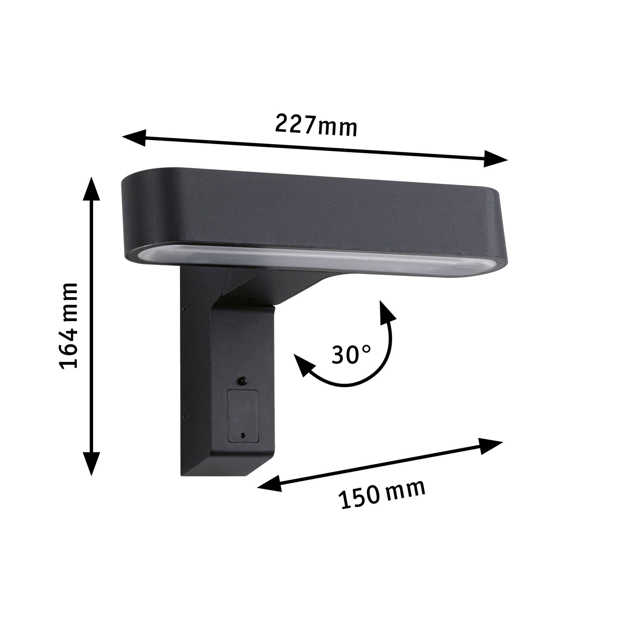Paulmann House ITO horizontal 94548 Beleuchtungssystem GEV - Licht im Garten LED-Wandleuchte LED 6W Warmweiß Anthrazit