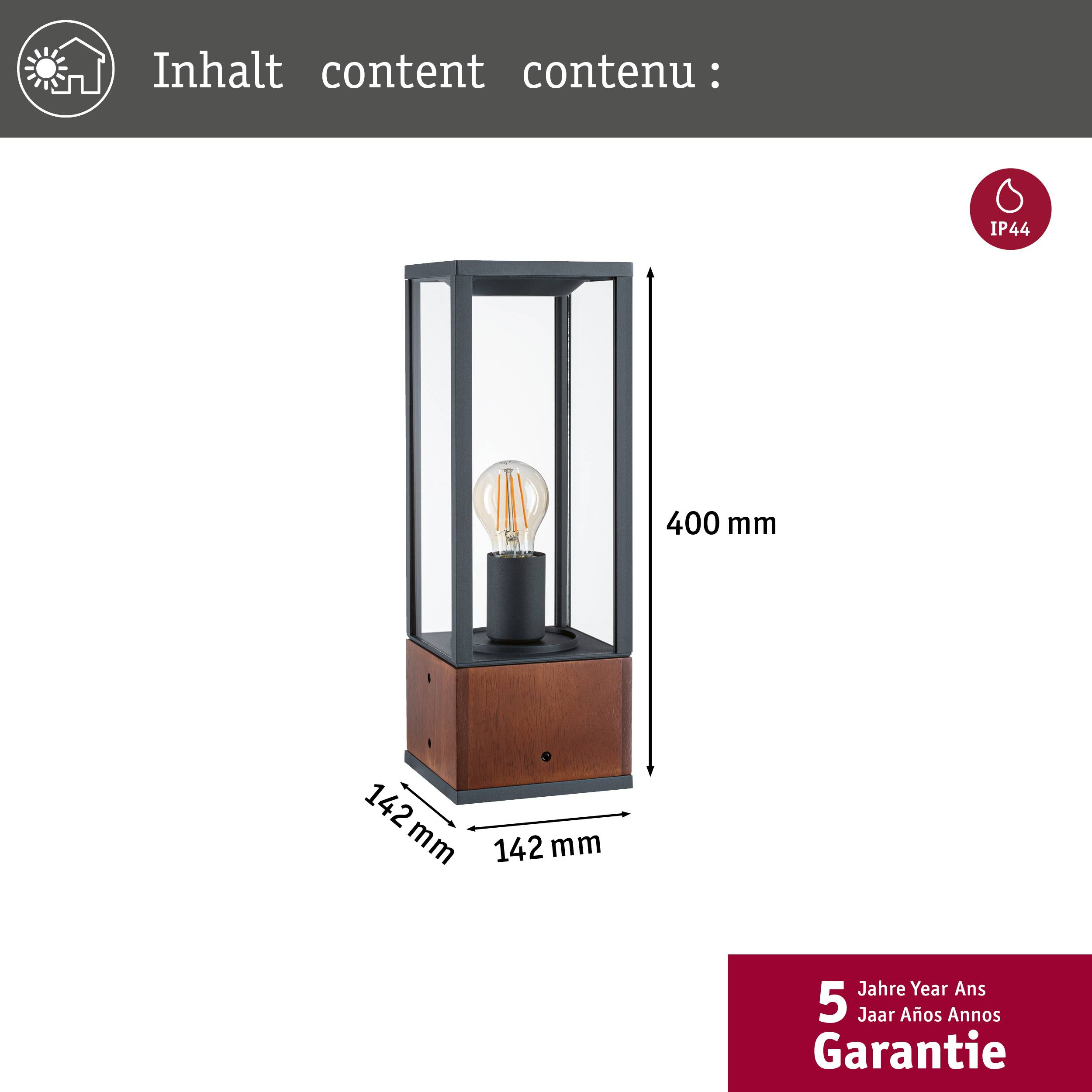 Paulmann Lichtobjekt Timba 94675 Beleuchtungssystem GEV - Licht im Garten LED-Gartenstrahler LED Holz