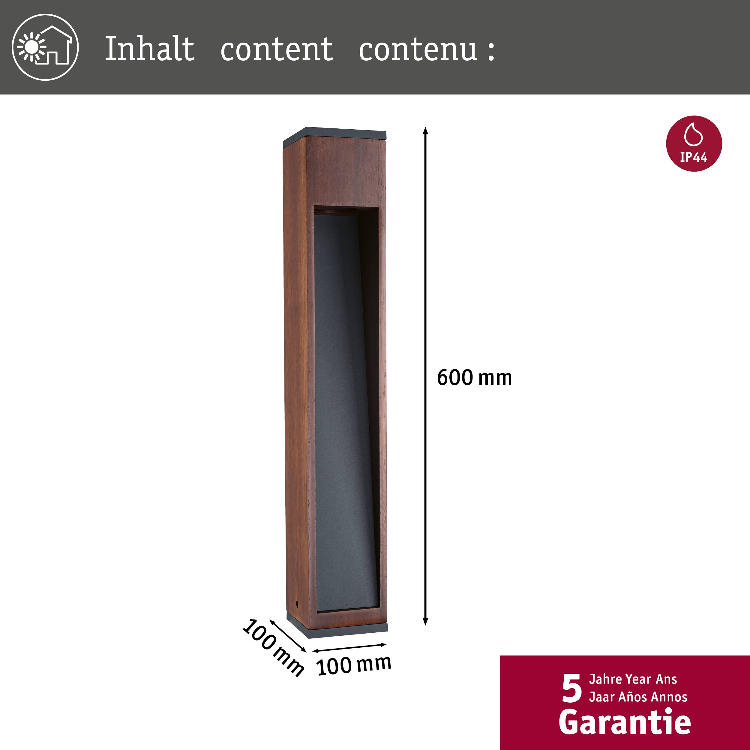 Paulmann 94678 Poller Trabia 60 LED-Außenstandleuchte LED GU10 3.5W Holz