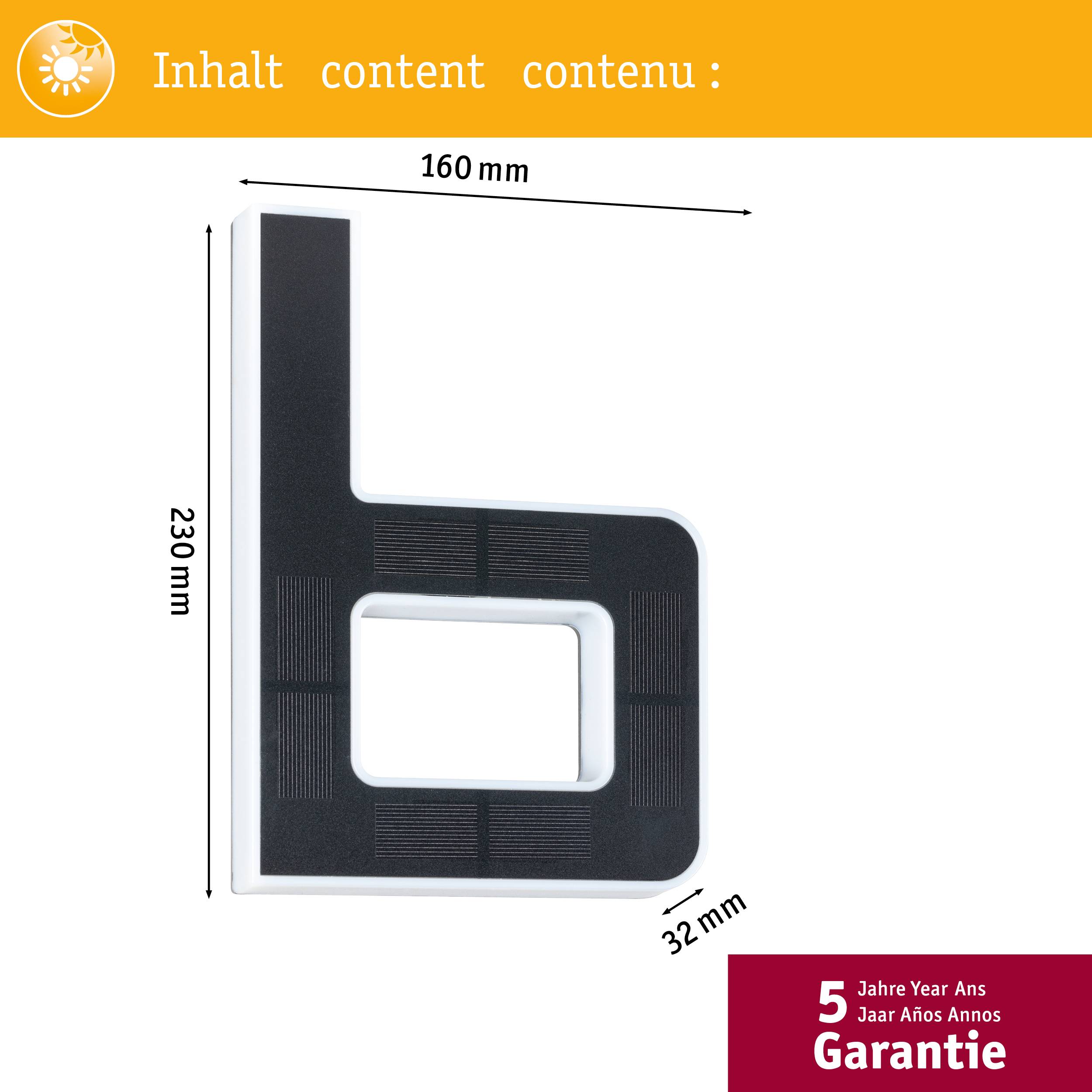 Paulmann 94651 Solar Hausnummer b Solar-Hausnummernleuchte Warmweiß Schwarz