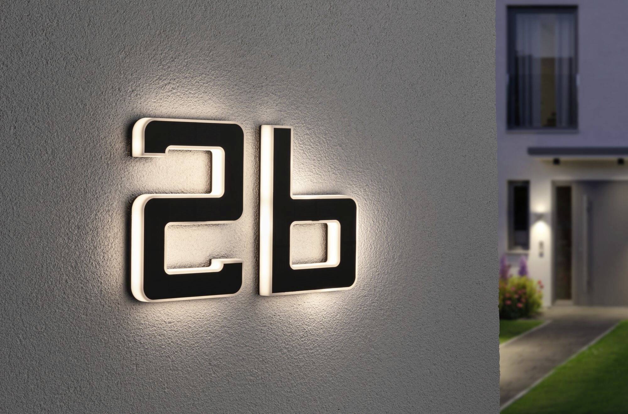 Paulmann 94651 Solar Hausnummer b Solar-Hausnummernleuchte Warmweiß Schwarz