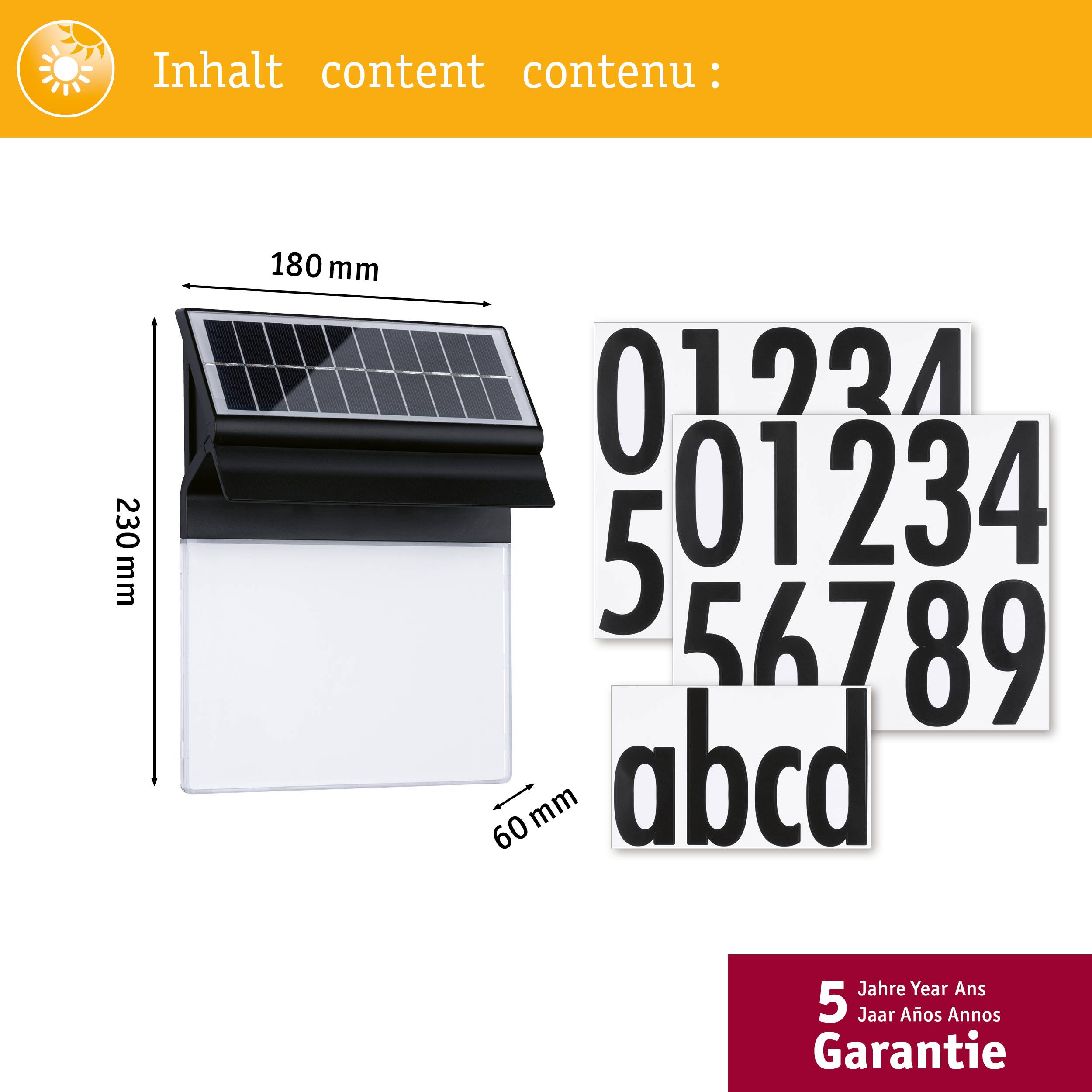Paulmann 94694 Solar Housenumber Solar-Hausnummernleuchte Warmweiß Schwarz