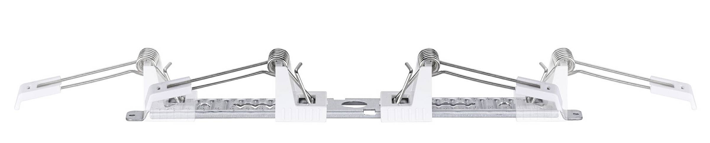 Metallischer Scharniermechanismus, wahrscheinlich für Möbeltüren, mit vier Armen. Zeigt komplexe Gelenkstruktur zur Bewegung.