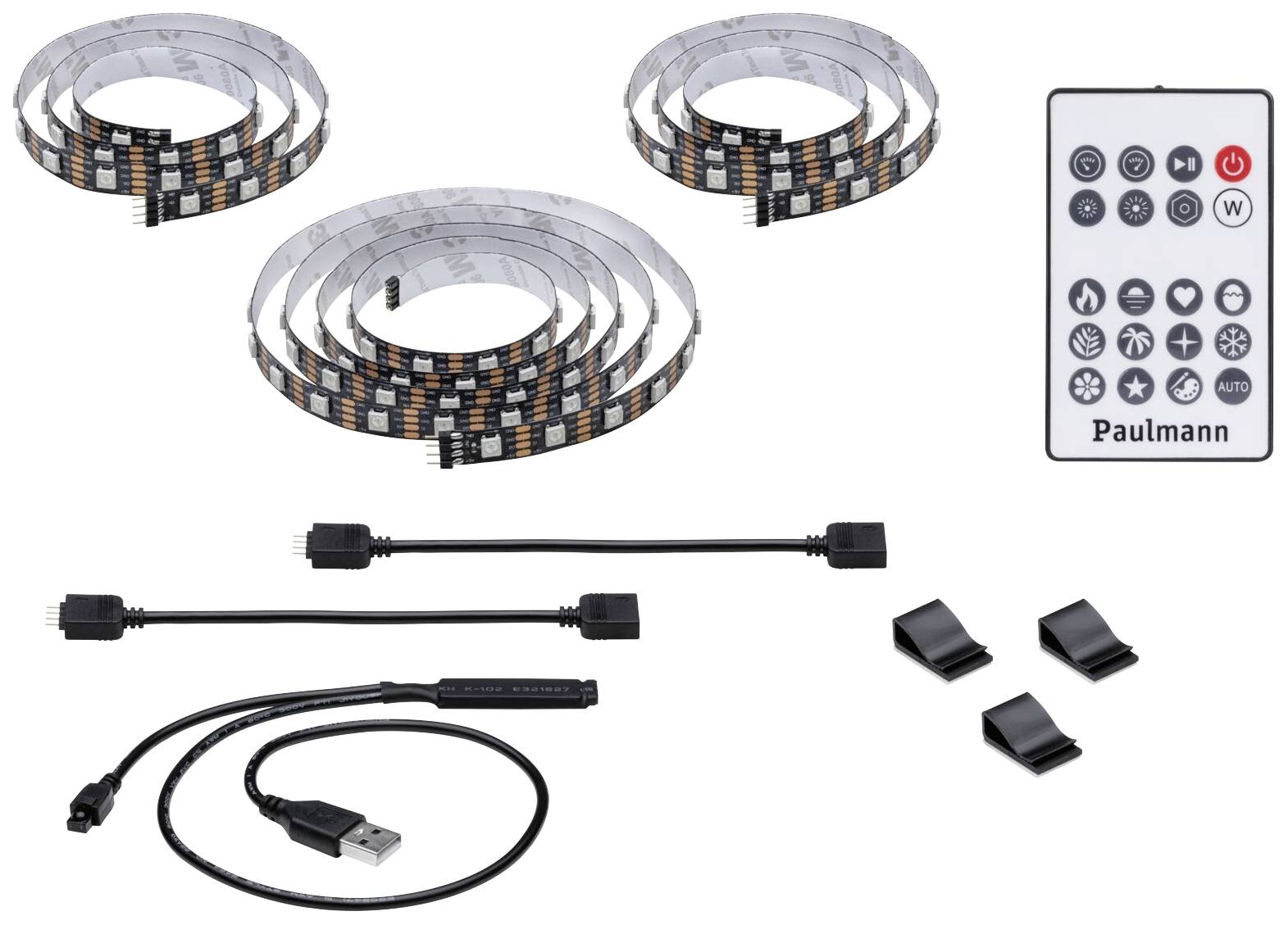 Paulmann TV Strips 65 Zoll 78881 LED-Streifen-Basisset mit USB-Anschluss 5V 2.4m RGB 1 Set
