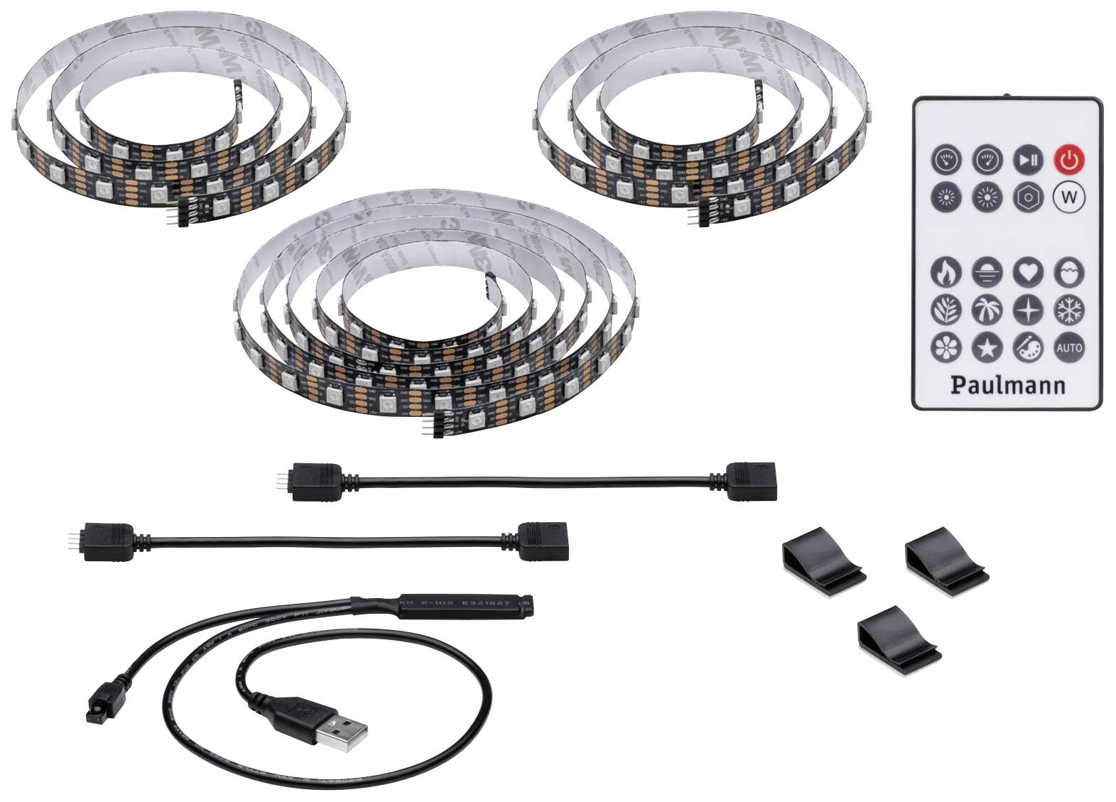 Paulmann TV Strips 75 Zoll 78882 LED-Streifen-Basisset mit USB-Anschluss 5V 3.1m RGB 1 Set